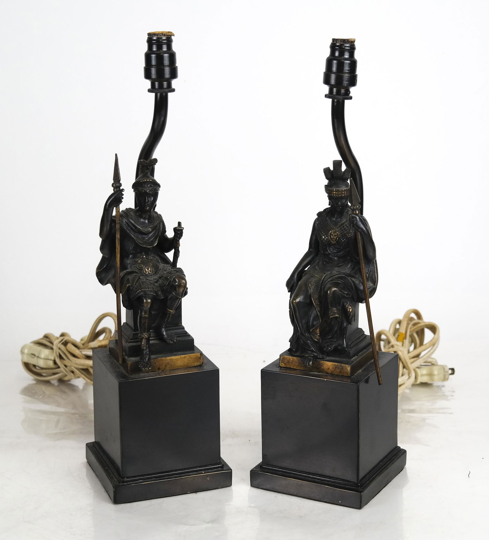 Pair Roman-Style Bronze Lamps "Minerva", "Apollo" (1 of 11)