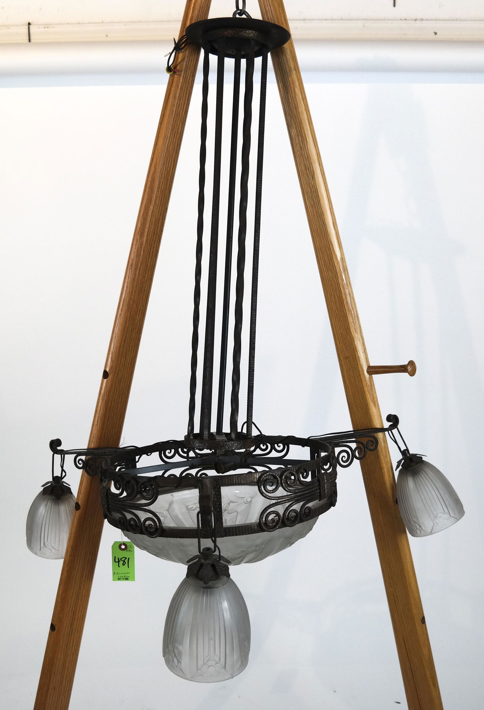 R. Eissennede 3-Light Nouveau Art Chandelier (1 of 9)