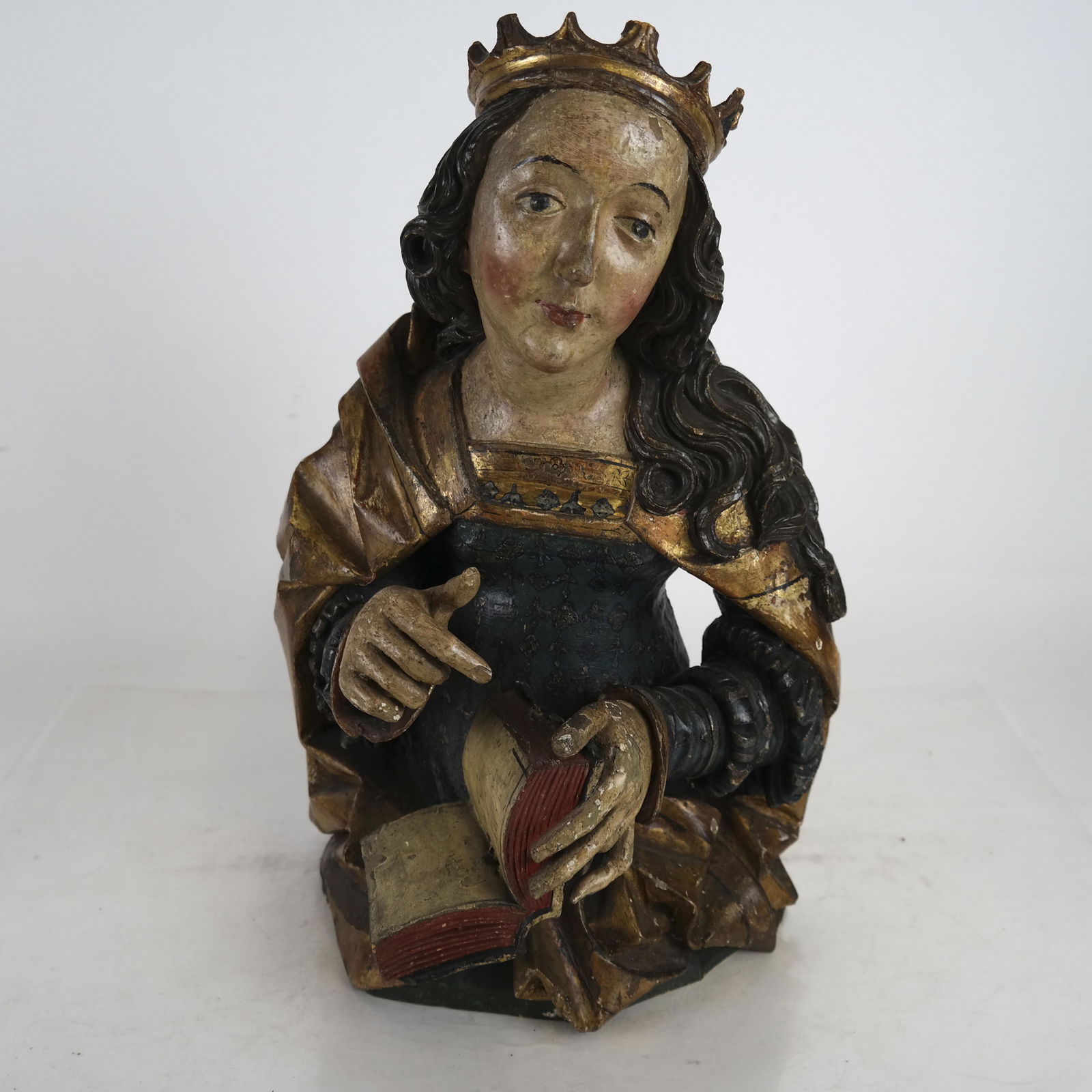 Antique Santos St. Barbara - Polychromed Wood (1 of 6)
