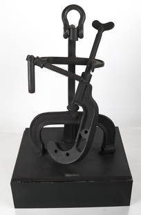 Benedict TATTI: "Cellist" - Steel & Iron Sculpture: Abstract sculpture. Signed on base lower left. [16 x 12 x 9 inches].