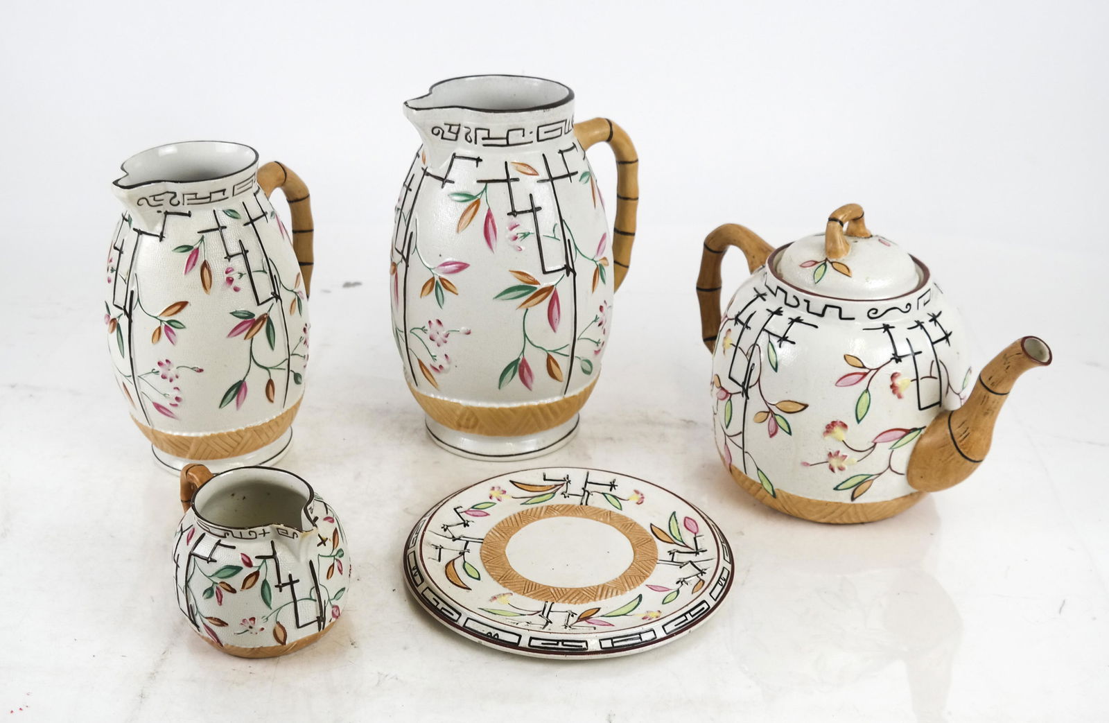 5-Pc. 19th C. English Majolica Tea Set (1 of 7)