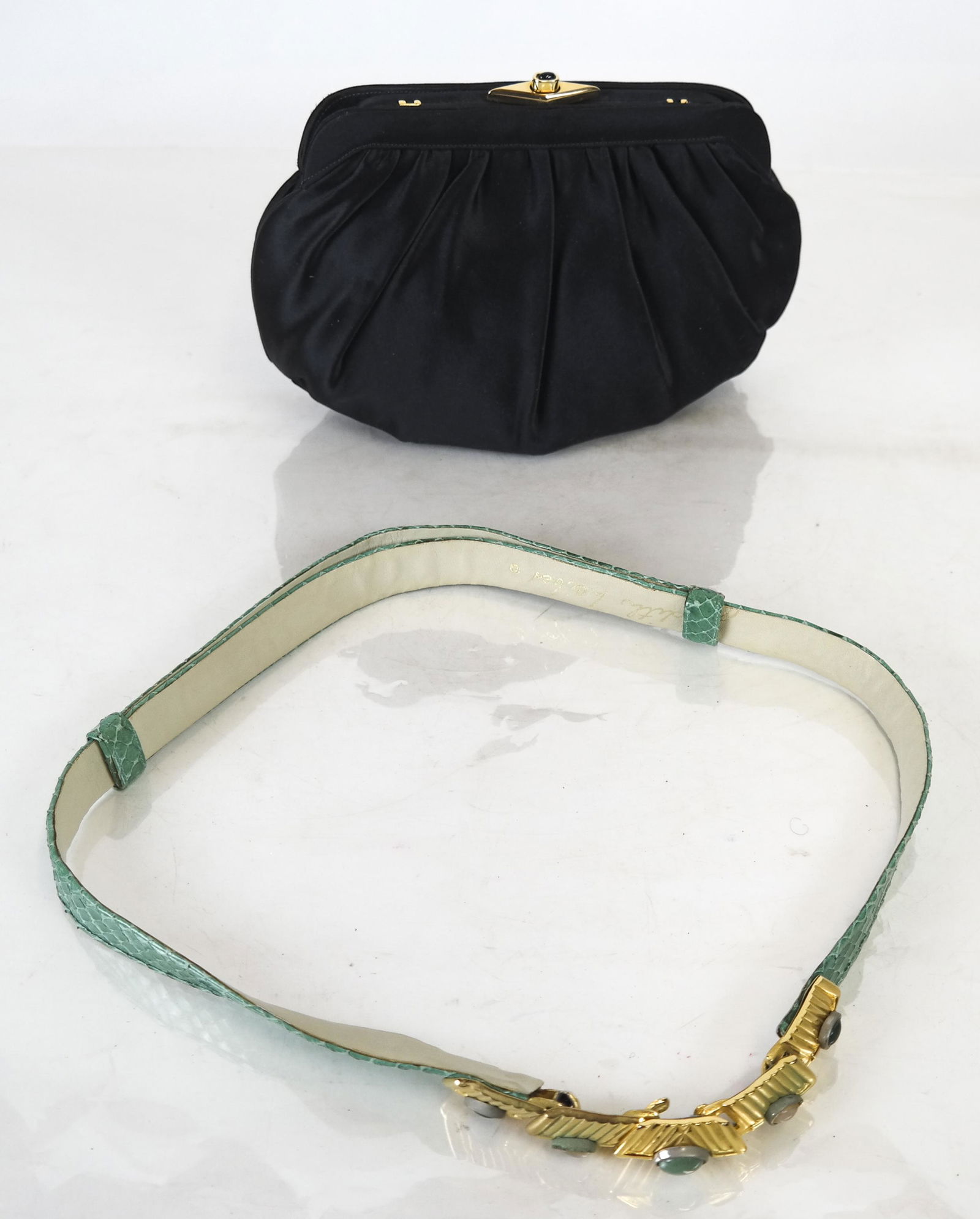 Judith Leiber Satin Bag and Snakeskin Belt (1 of 6)