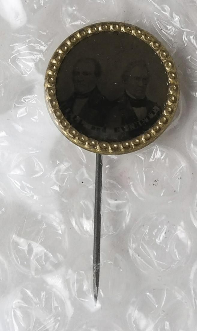 Election of 1860 Bell & Everett Pin: Ferrotype pin of John Bell and Edward Everett election of 1860. Provenance: Stacks, #1772, December 2008.