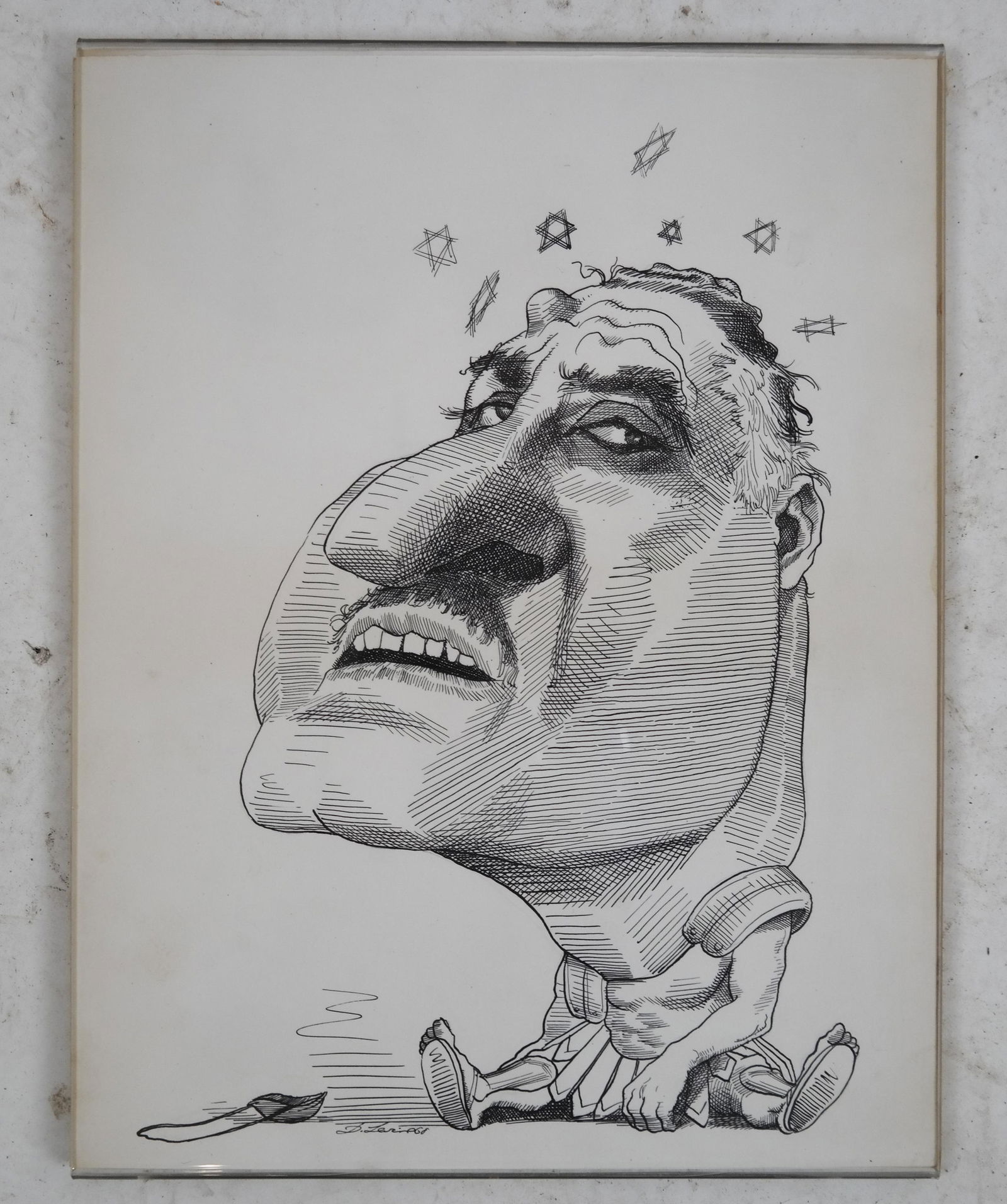 David LEVINE: Gamel Abdul Nasser - Pen and Ink (1 of 3)