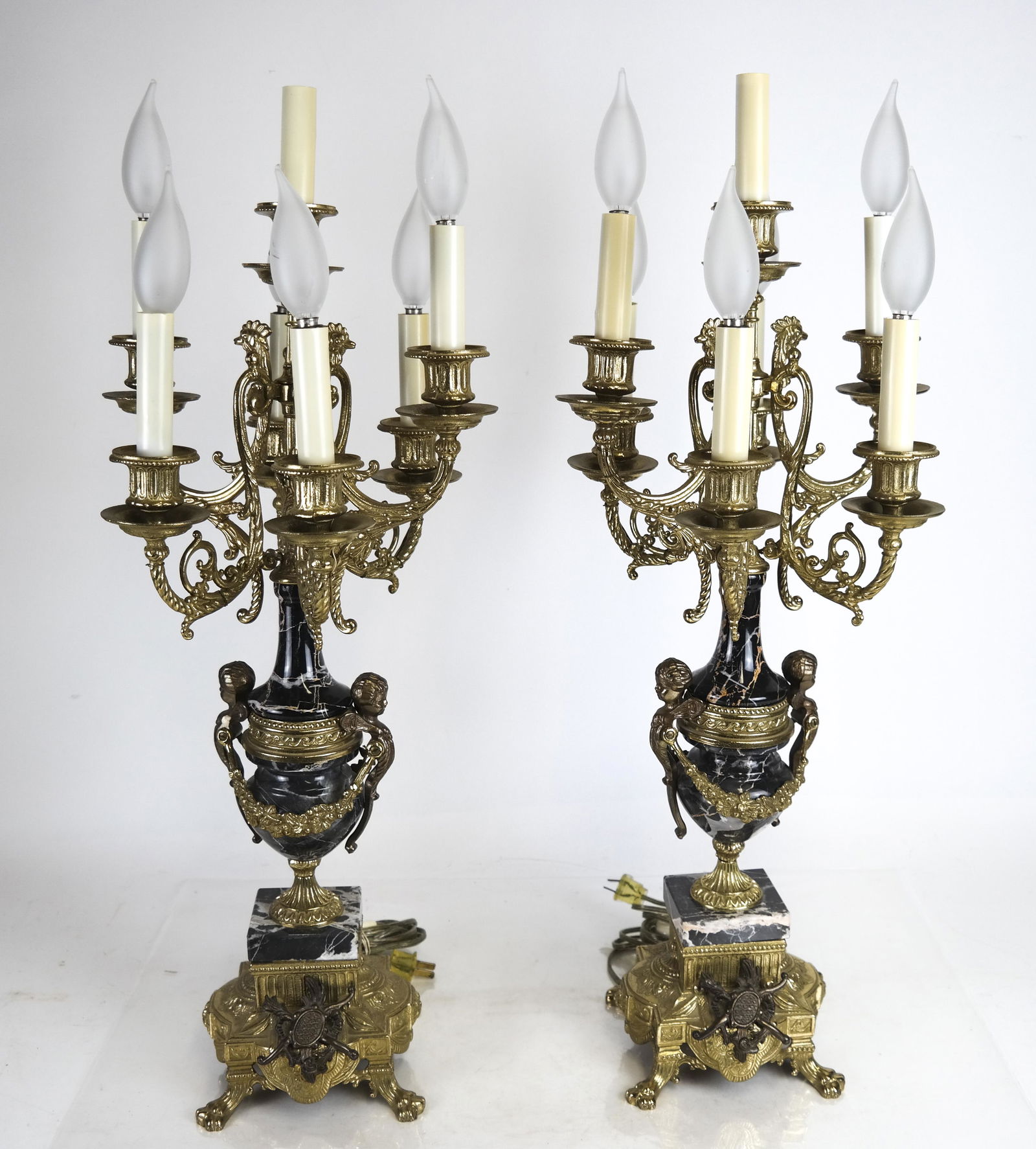 Pair of Marble and Brass Candelabra (1 of 6)