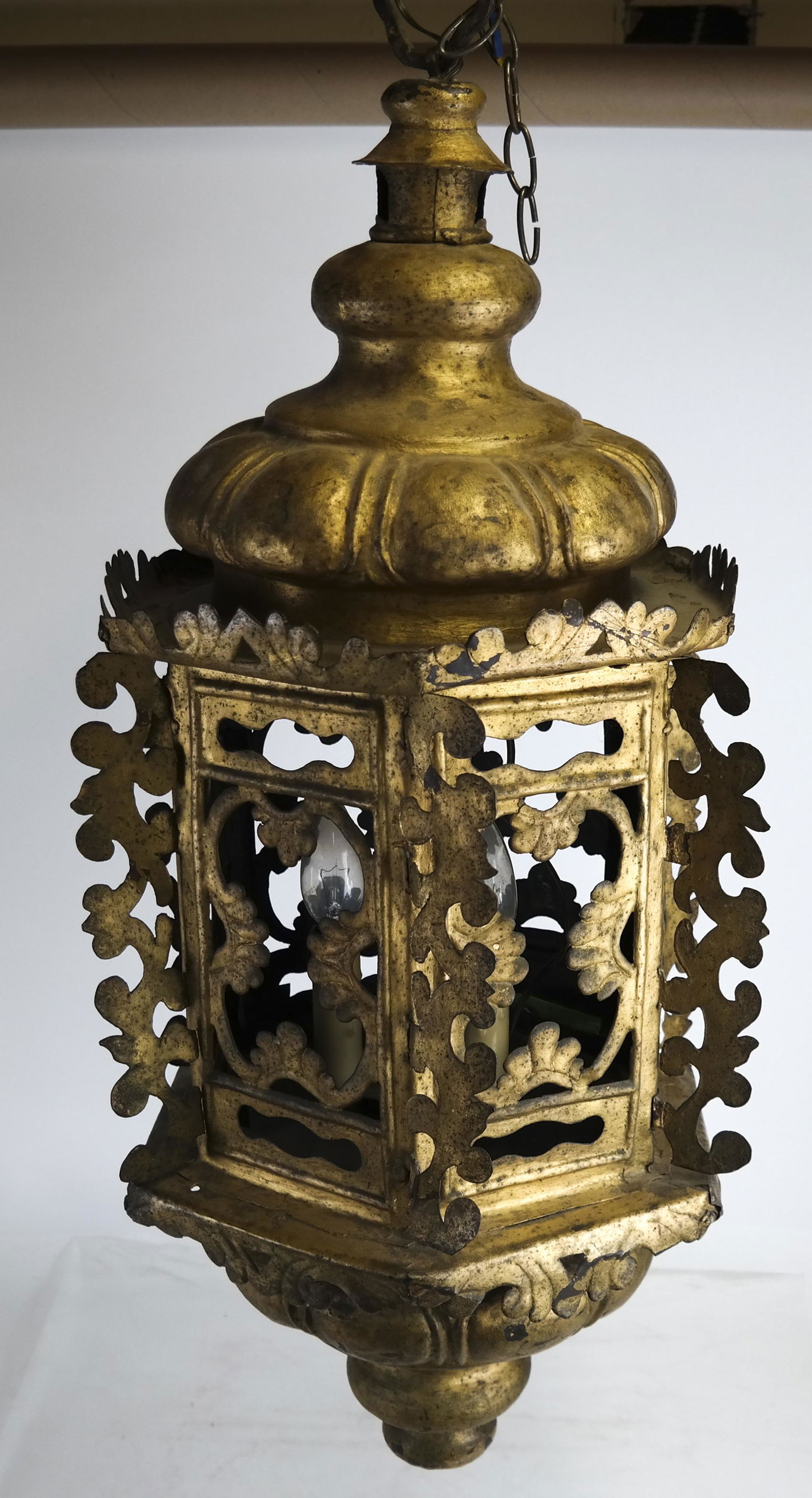 Antique Wood & Copper Open-Work Lantern (1 of 6)