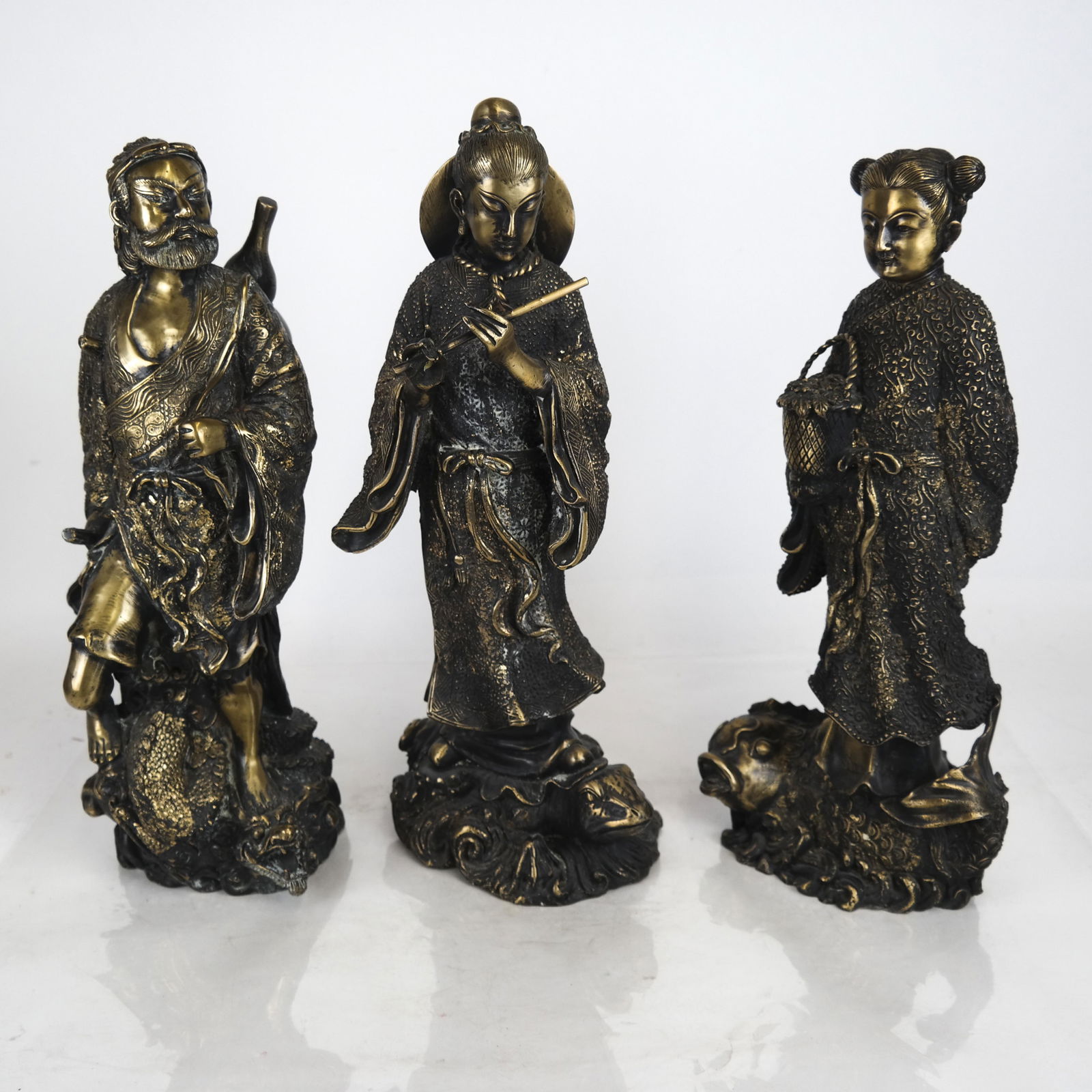 Three Chinese 20th C. Bronze Figural Sculptures (1 of 7)