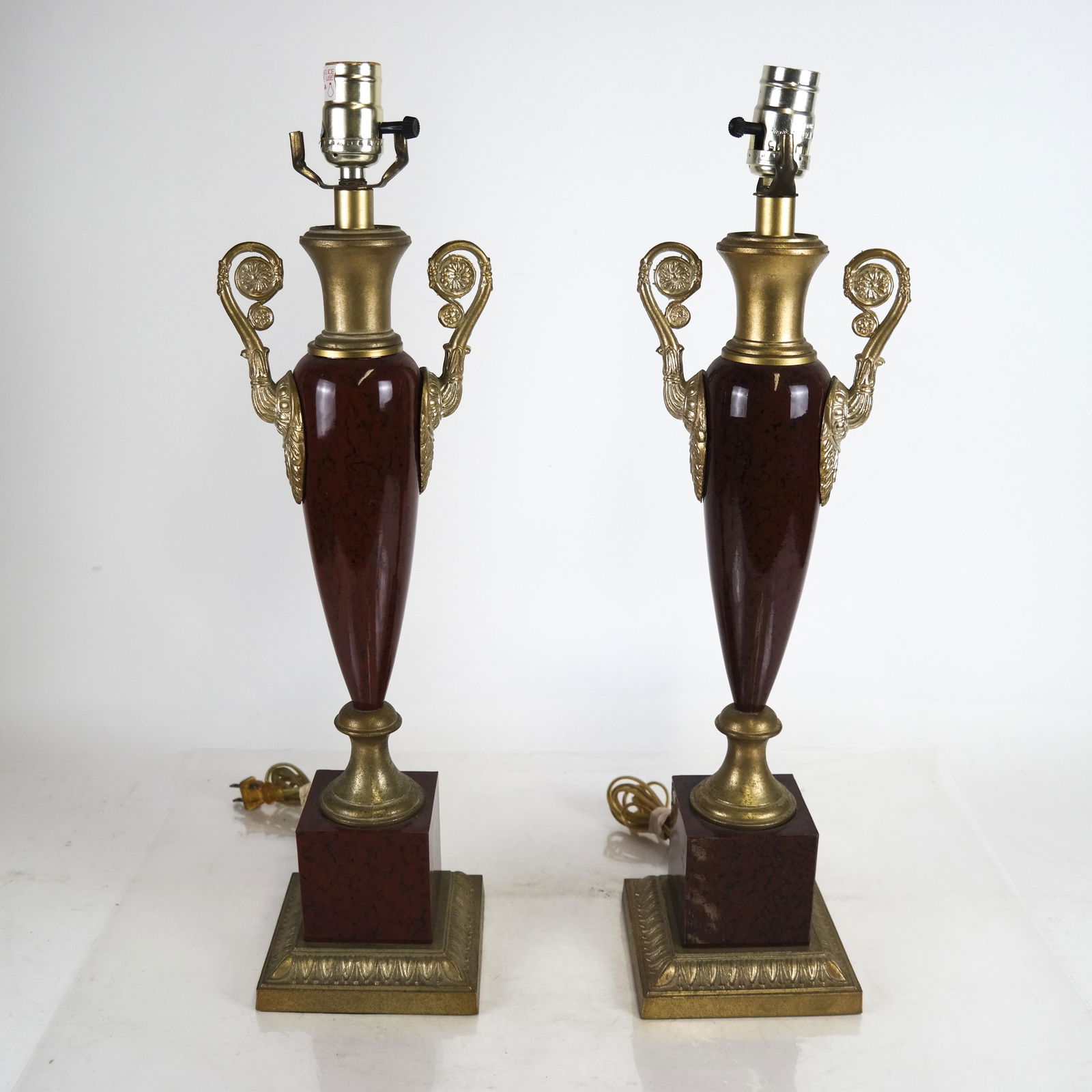 Pair Tole Faux Marble Lamps (1 of 3)