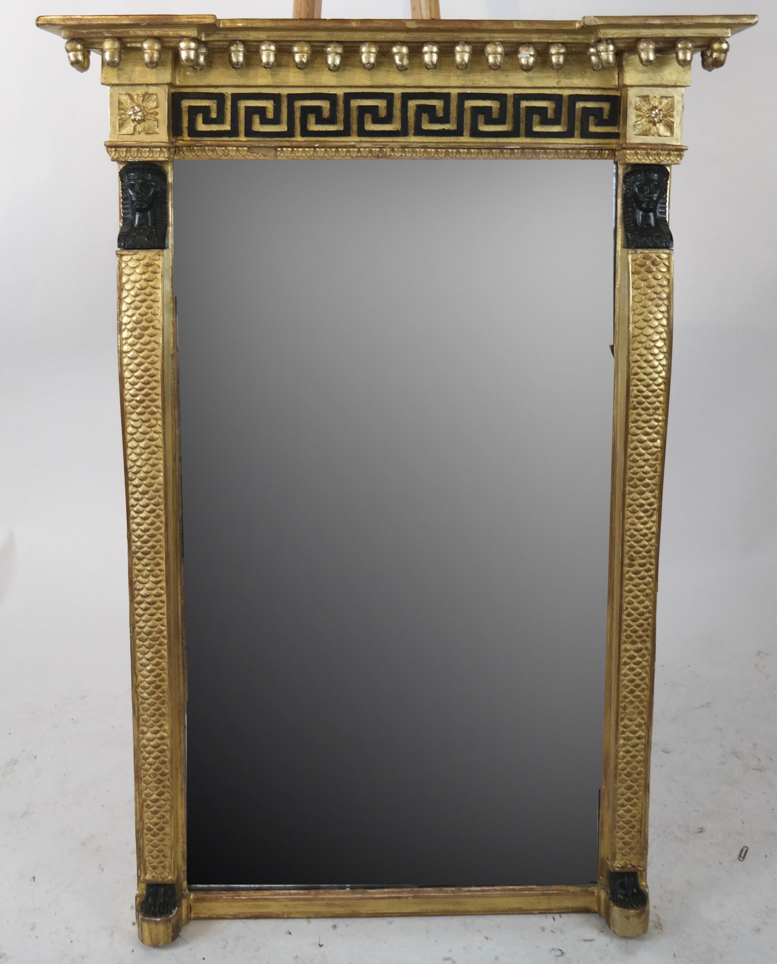 Regency Carved, Ebonized, Gilt Pier Mirror (1 of 4)