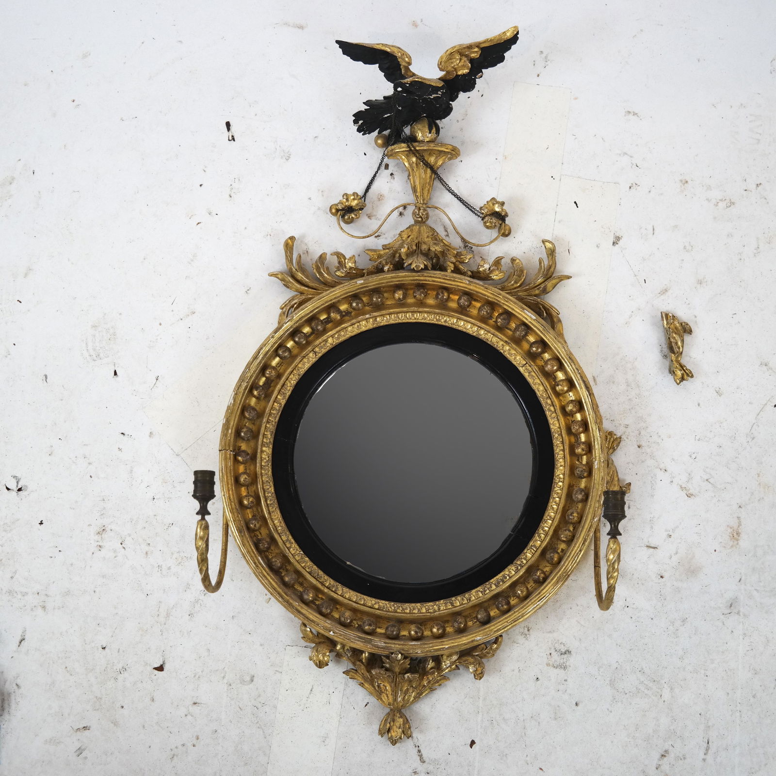 19th C. Regency Convex Mirror/Girandole (1 of 5)