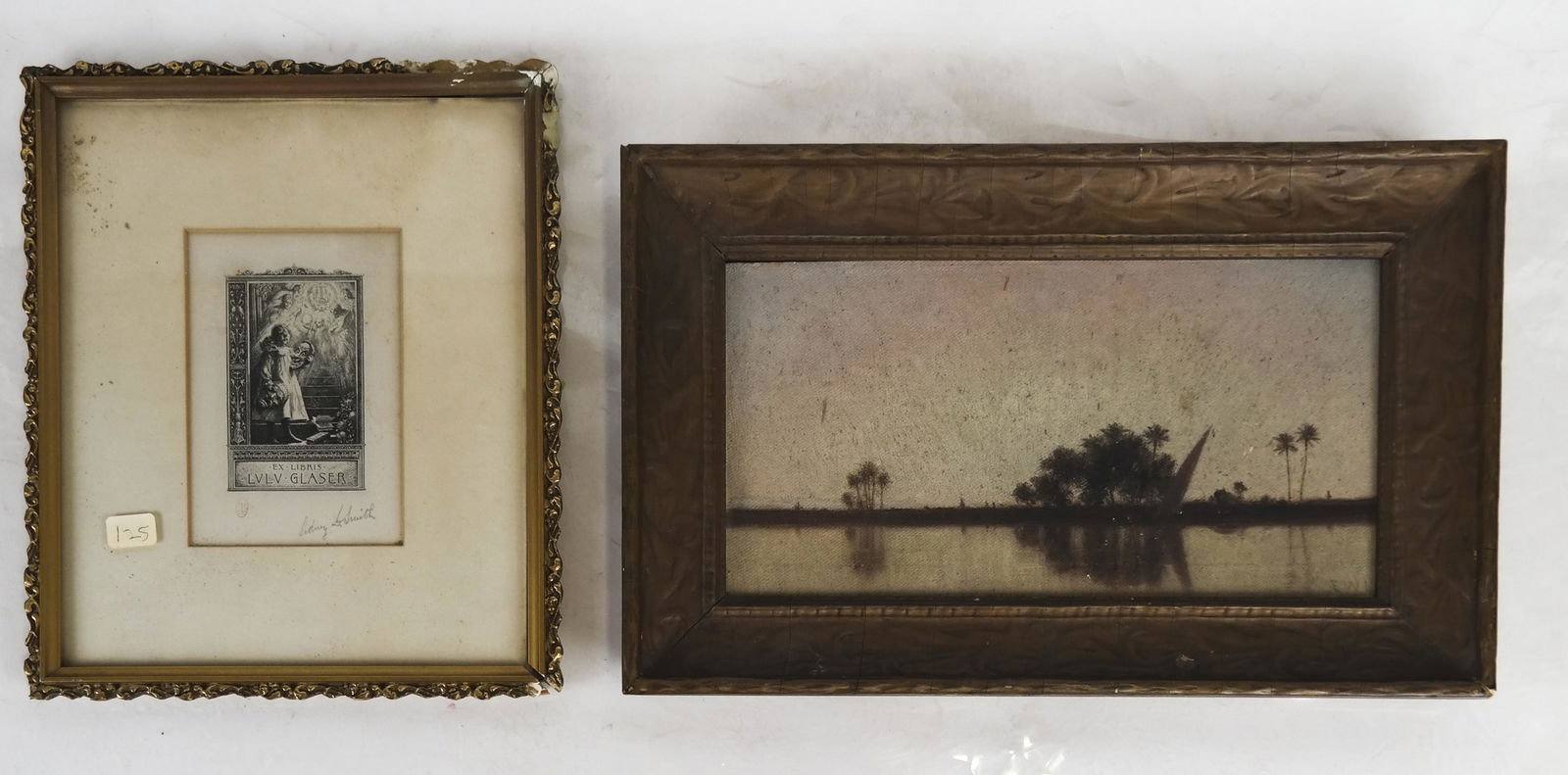 Two Works: Coastal Scene Painting and Glaser Print (1 of 5)
