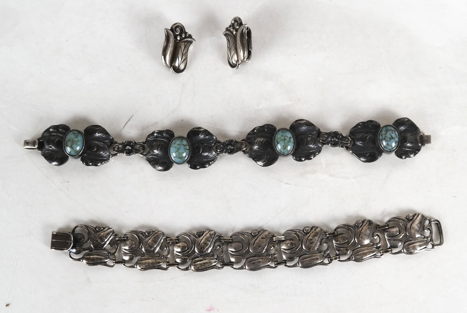 Danish Sterling Georg Jensen Brooch & Bracelet (1 of 6)