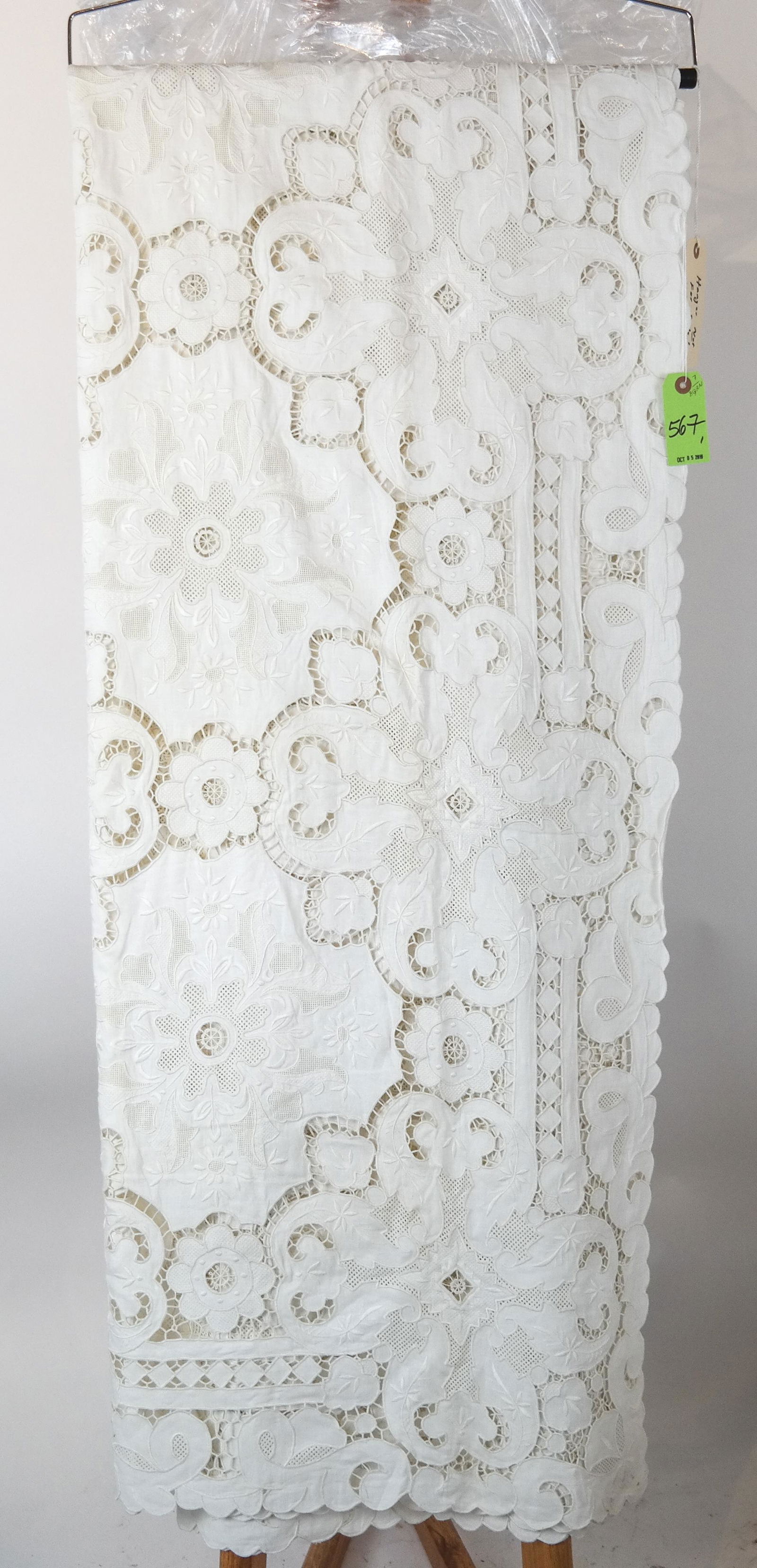 Handmade White Lace Rectangular Tablecloth (1 of 3)