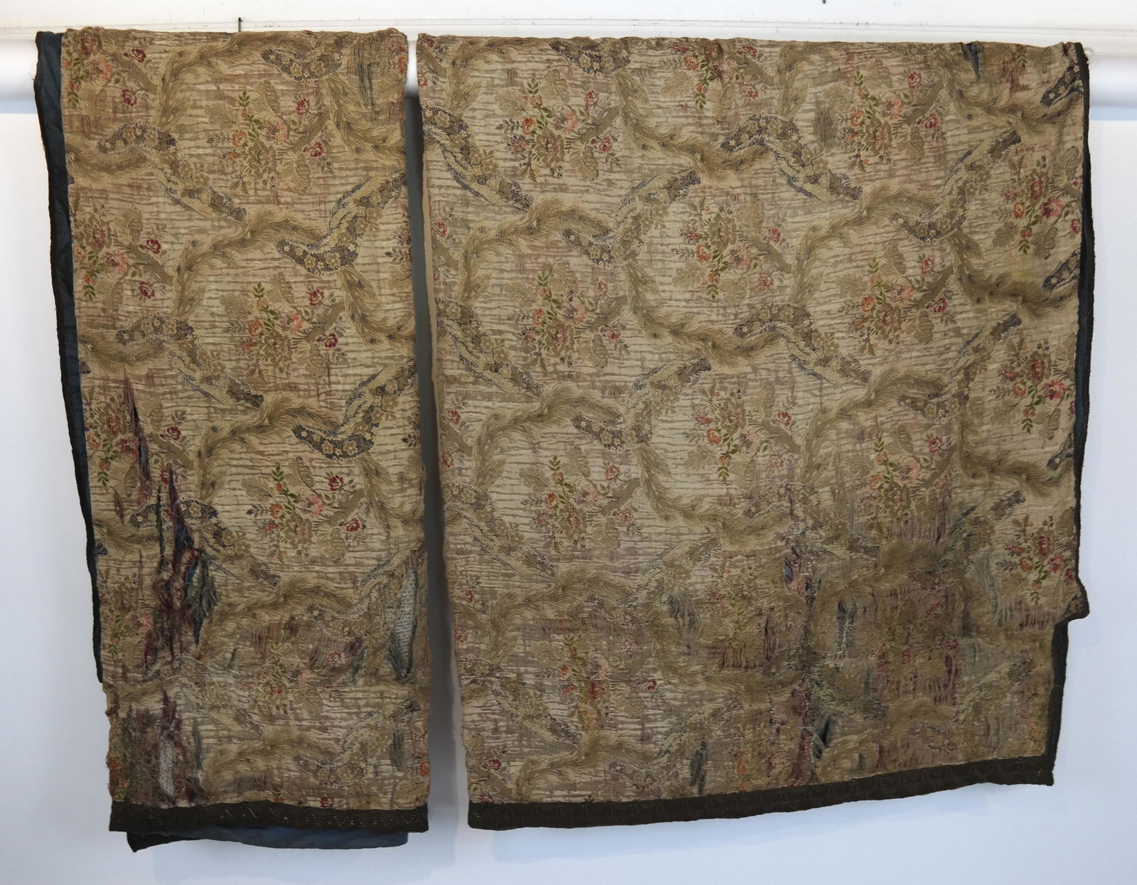 Two Louis XV-Style Silk Metallic Woven Wall Panels (1 of 5)