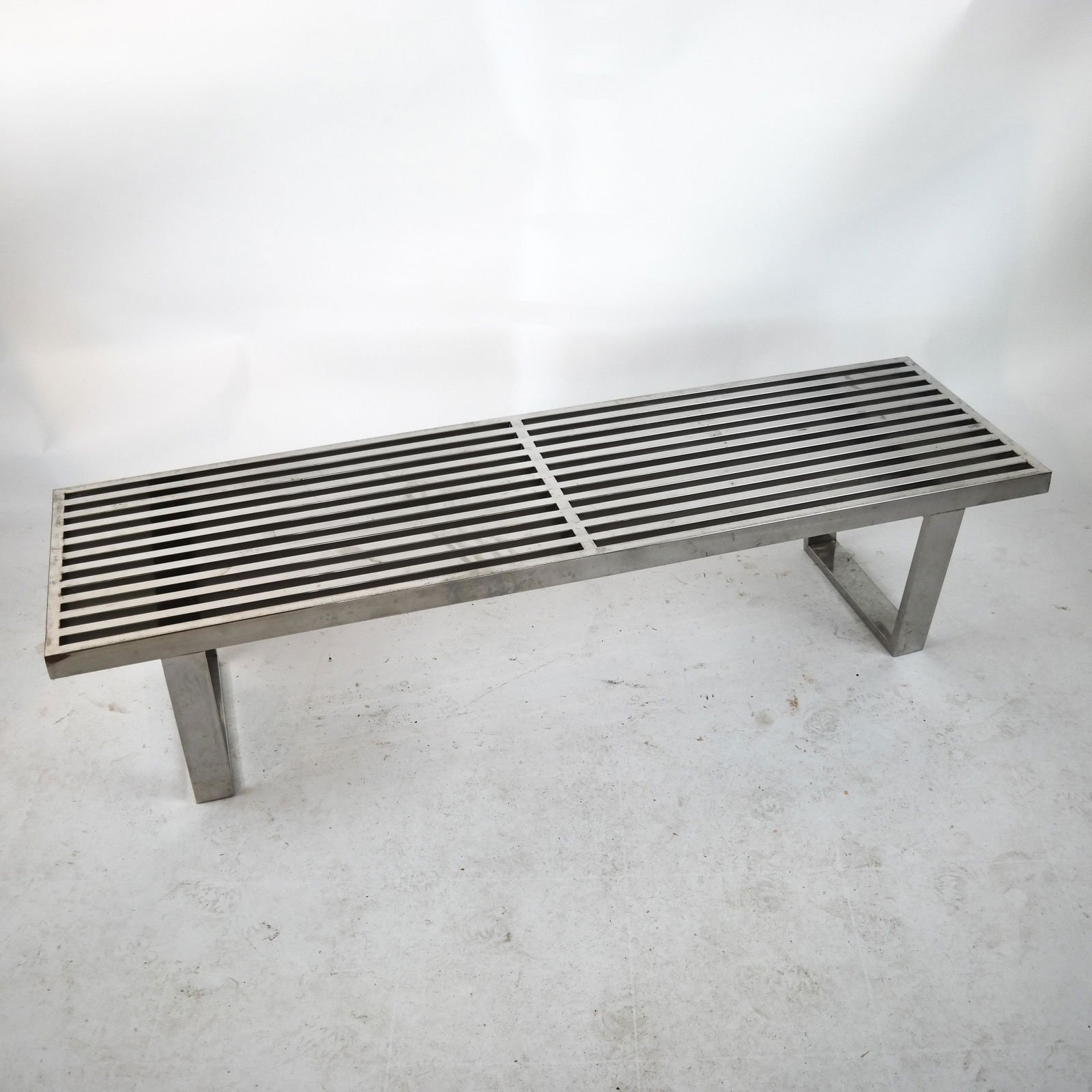 Stainless Steel Herman Miller-Style Slat Bench (1 of 4)