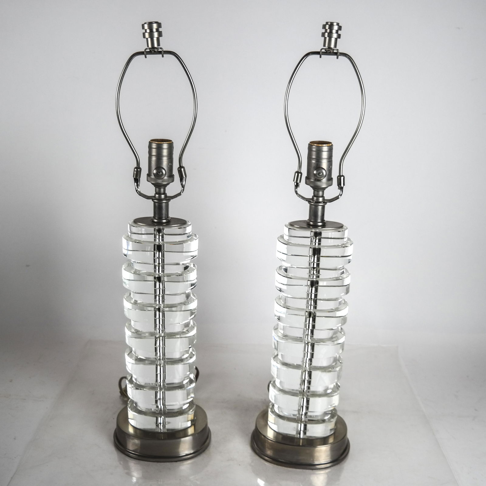 Pair of Glass Column-Form Lamps (1 of 6)