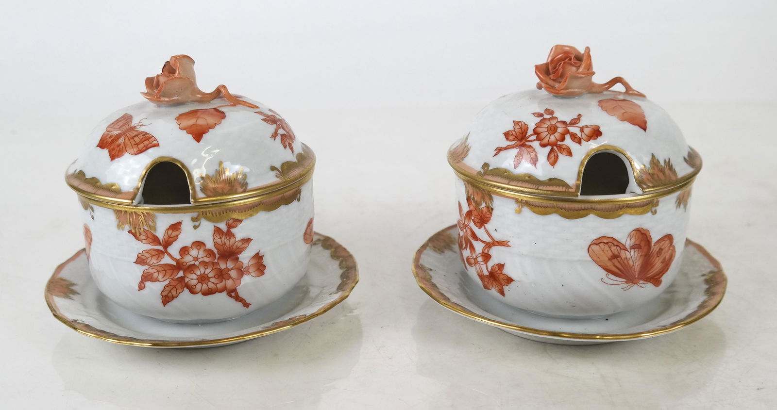 Pair of Herend Chinese Bouquet Jam Pots (1 of 6)