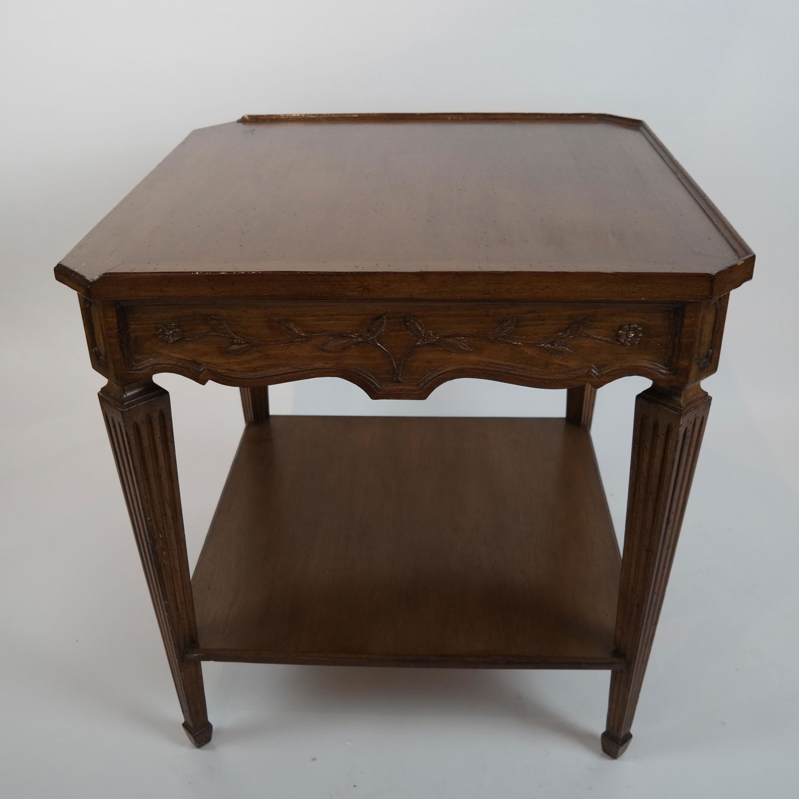 Provincial-Style Side Table: Provincial-style side table with a single drawer.