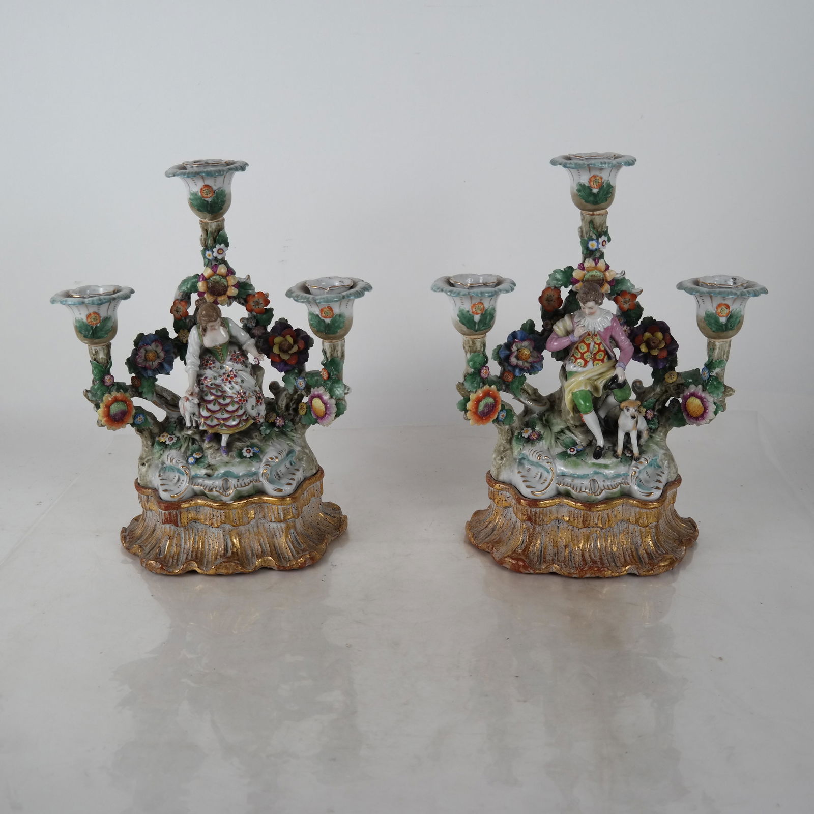 Pair German Porcelain Floral Candelabra (1 of 7)
