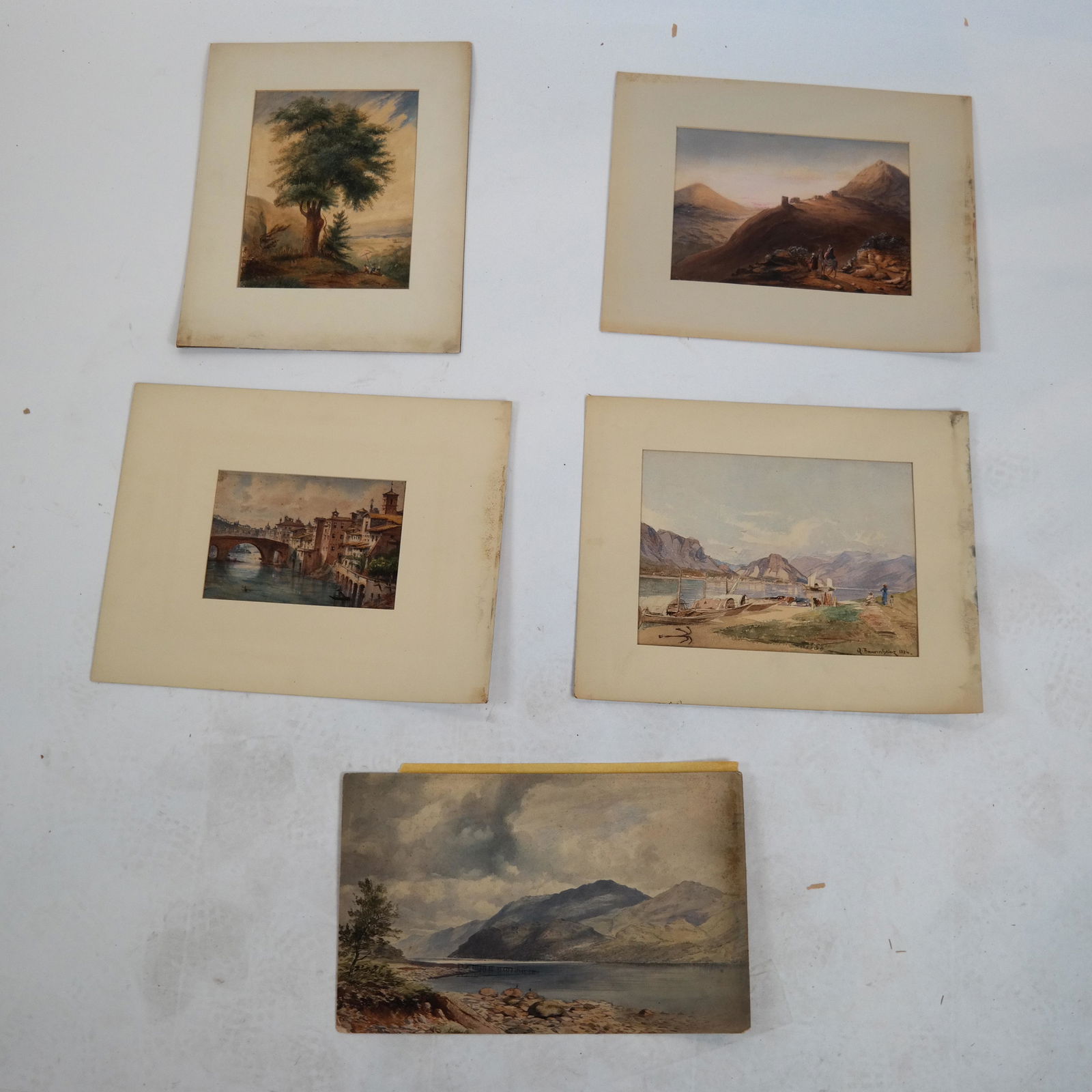 Group of Five 19th C. Continental Watercolors (1 of 7)