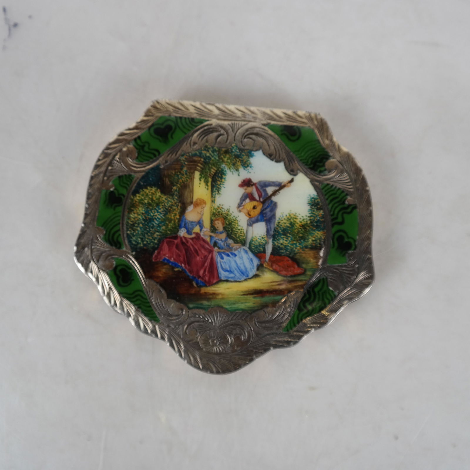 .800 Silver & Enamel Compact & Pill Box (1 of 4)