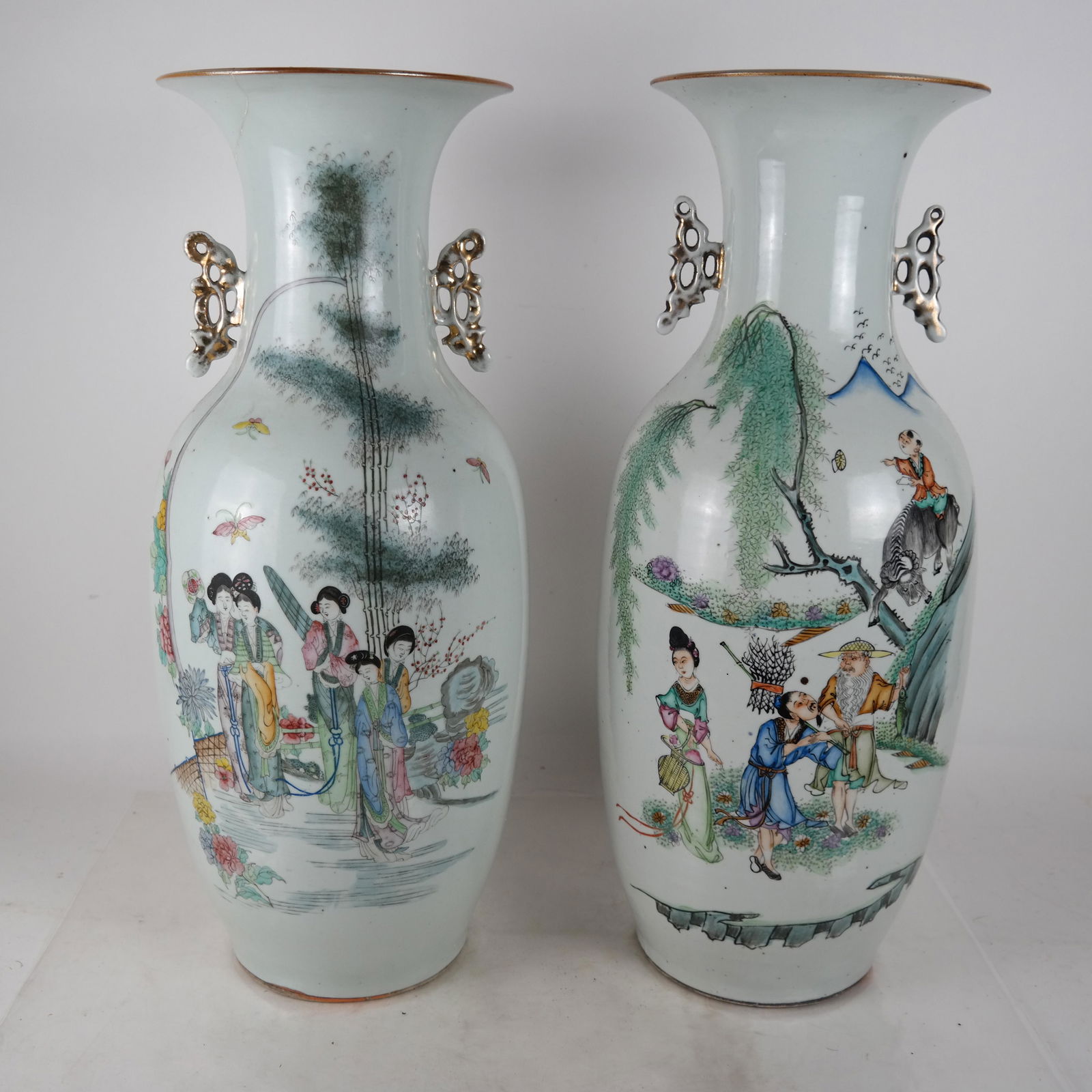 Pair Antique Chinese Porcelain Decorated Vases (1 of 5)