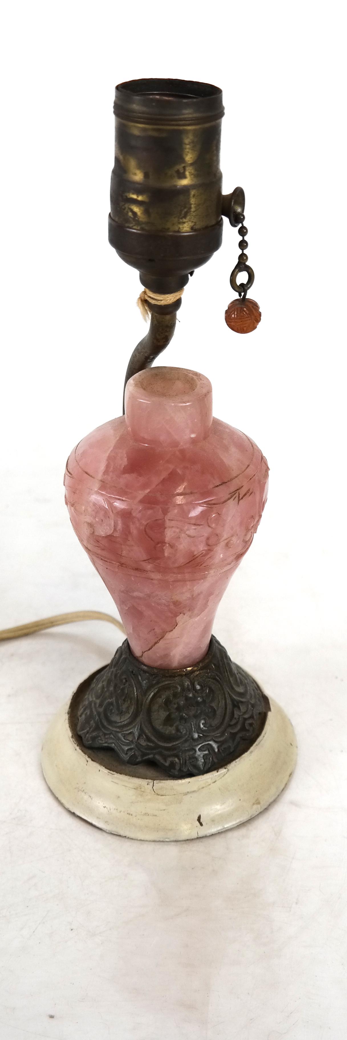 Chinese Rose Quartz Vase-Form Lamp (1 of 4)