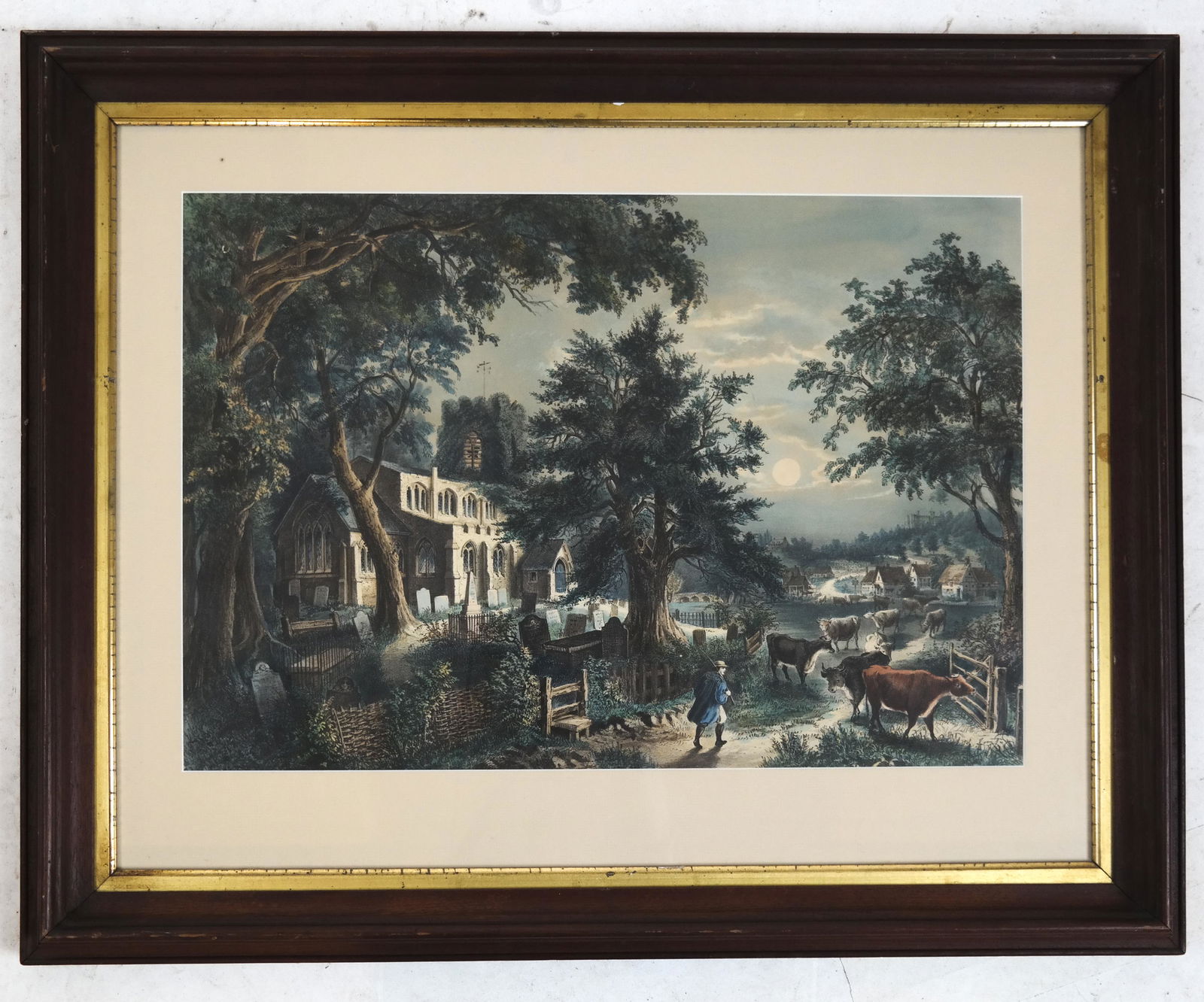 Print: Currier & Ives "In a Country Churchyard" (1 of 4)