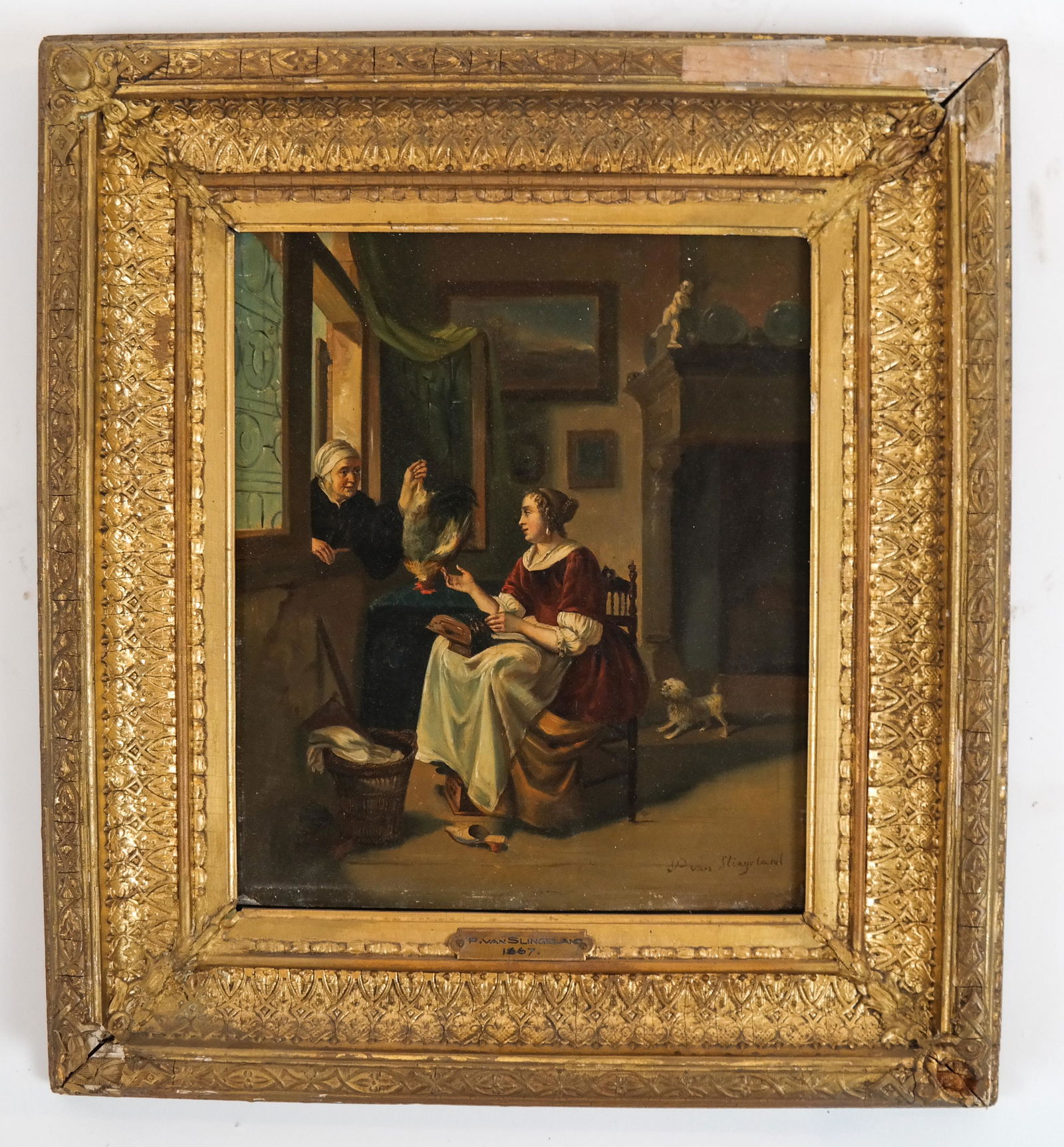P. Van SLINGELANDT: Interior Scene - Oil on Tin (1 of 6)