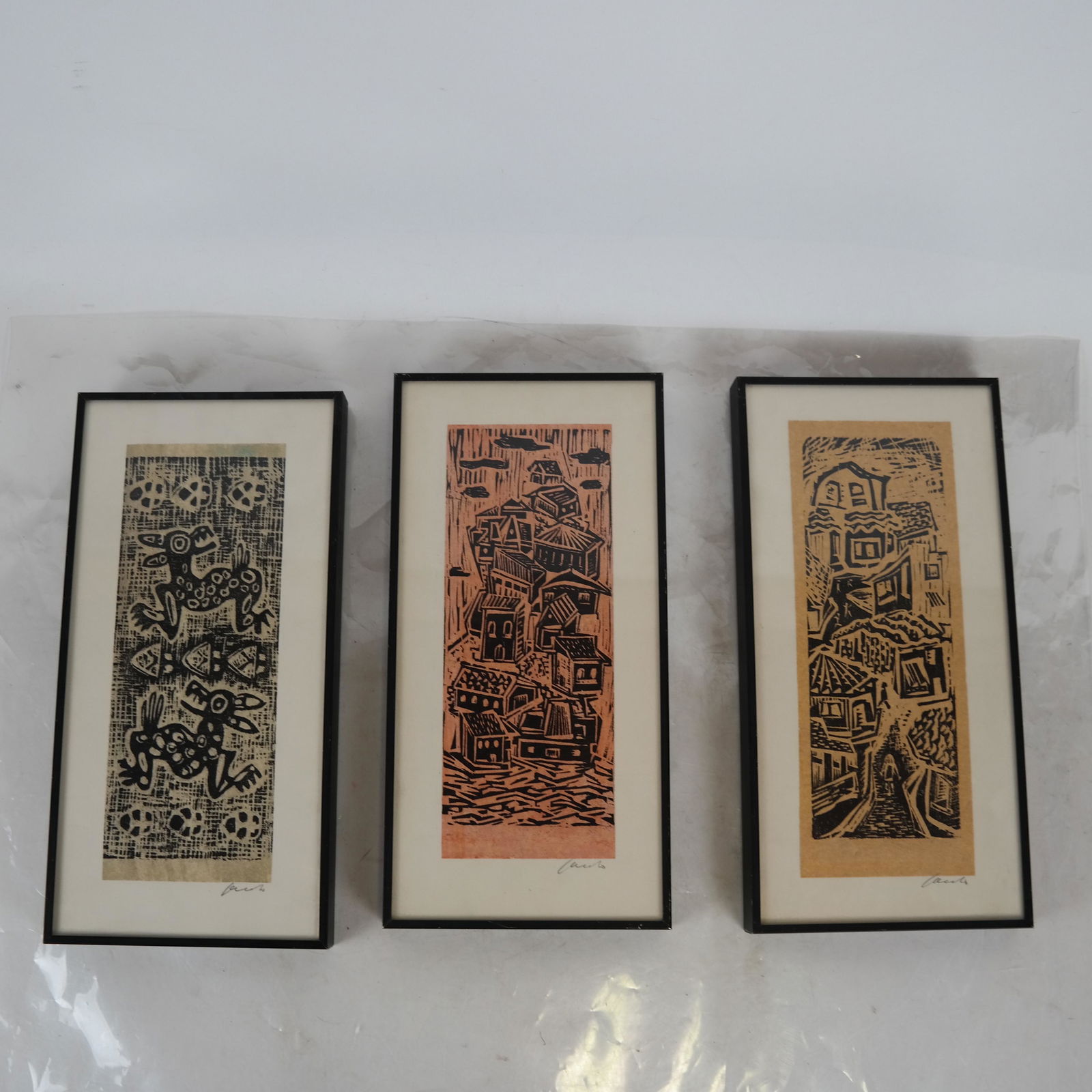 Three Abstract Wood Cuts, Signed (1 of 6)