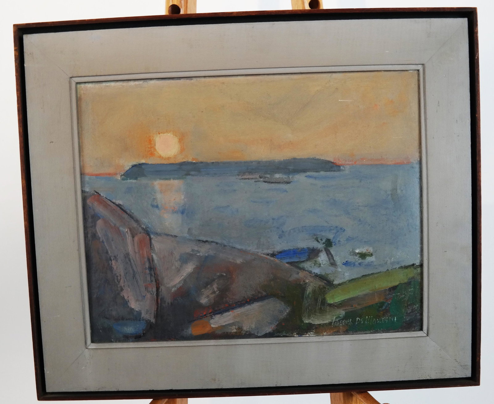 Pascal de MALYANI: Coastal Scene - Pastel: Pascal de Malyani, coastal scene, in pastel. [Art: 12 x 16 inches; Frame: 19 x 22 1/2 inches].