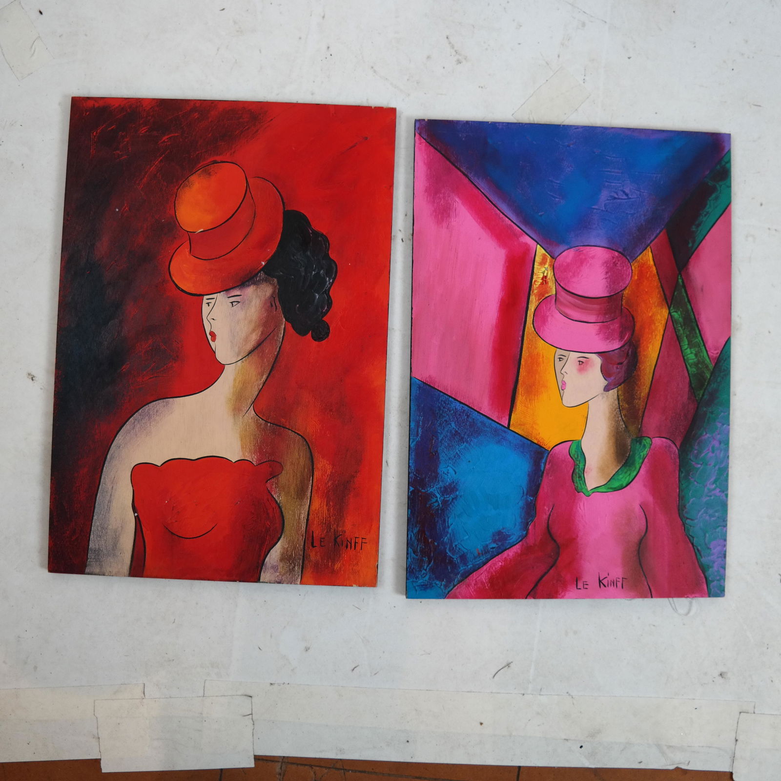 Linda Le KINFF: Two Female Portraits- Oil on Board (1 of 7)