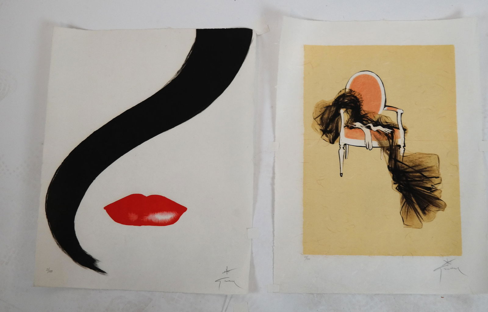 Rene GRUAU: Two Lithographs, Unframed (1 of 7)