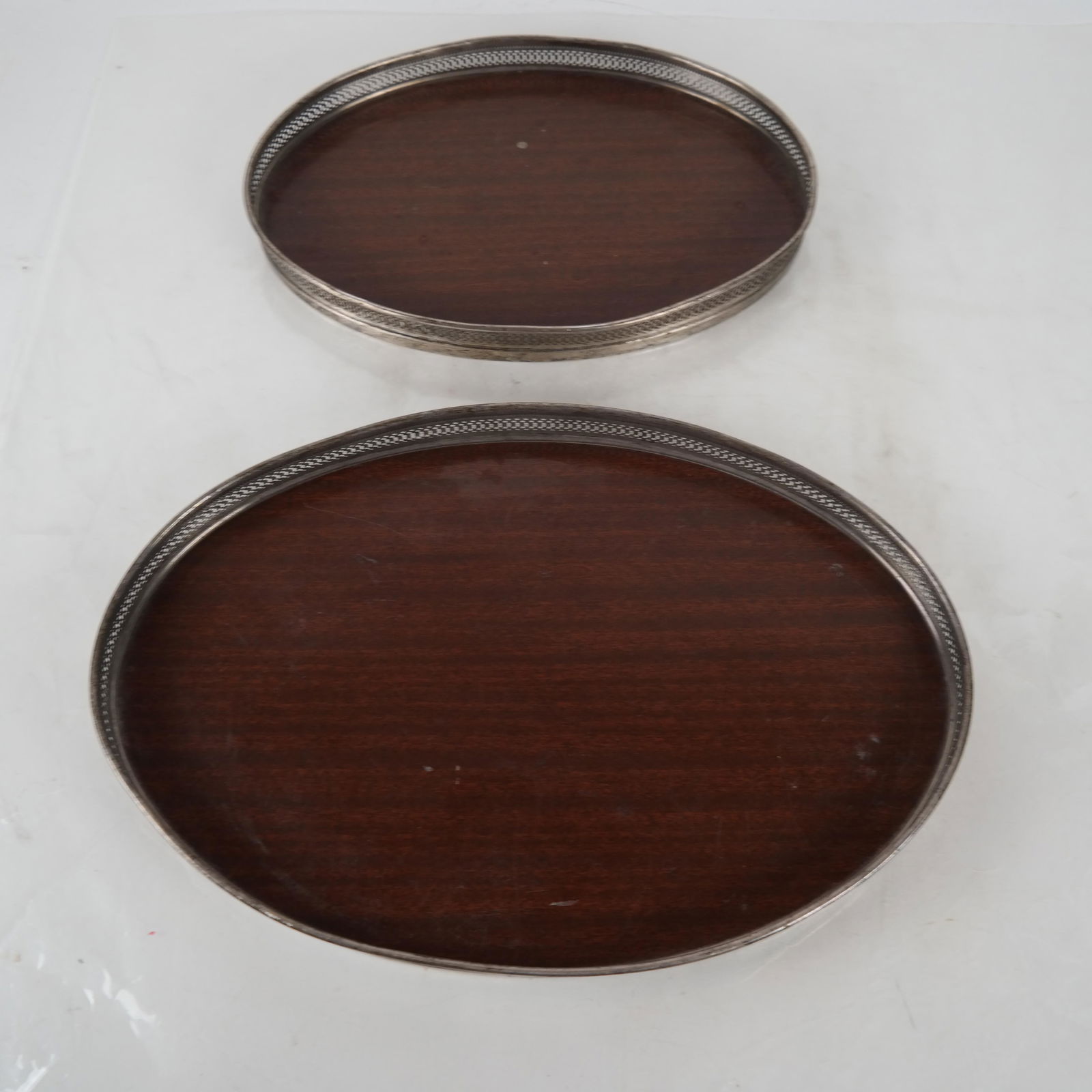 Two Sterling Silver, Wood Butler Trays (1 of 6)