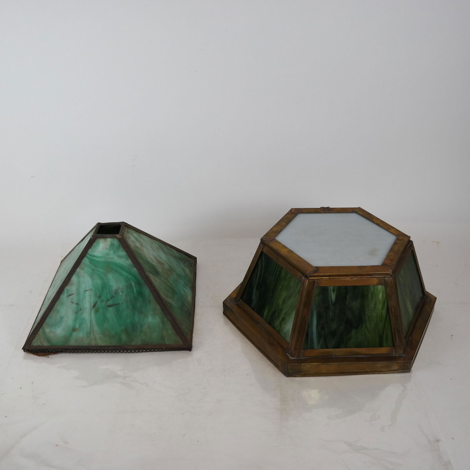 Slag Glass Shade and Green Lantern (1 of 8)