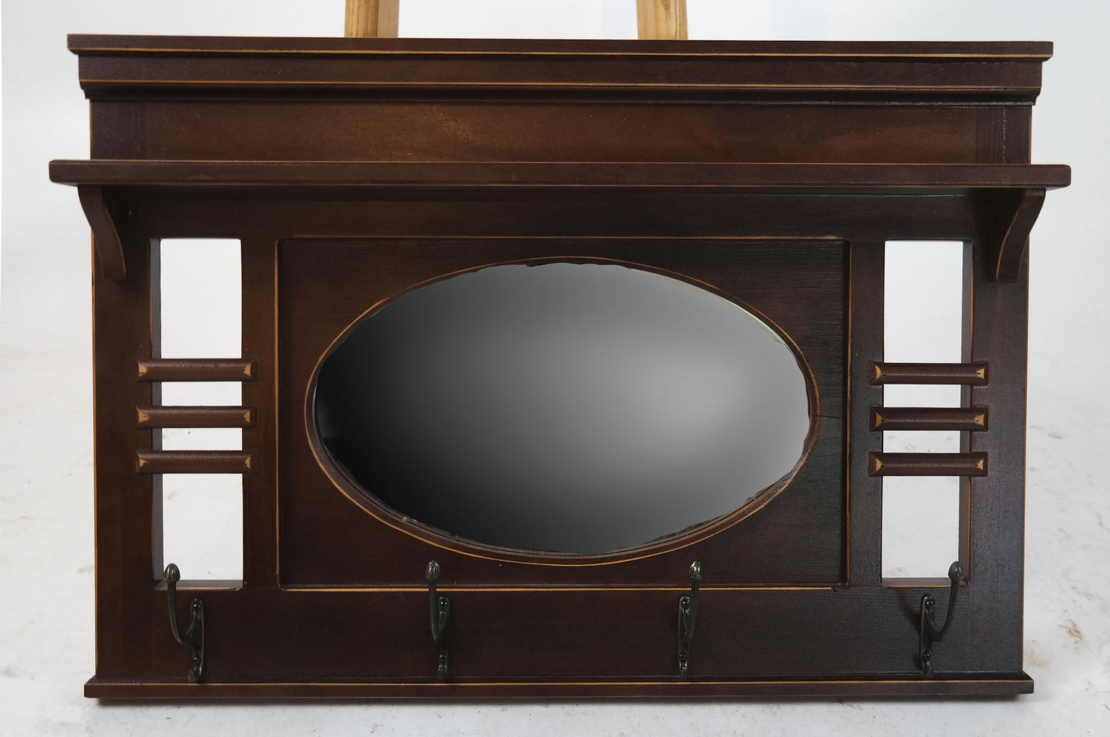 Hanging Coat & Hat Rack w/ Inset Mirror (1 of 2)