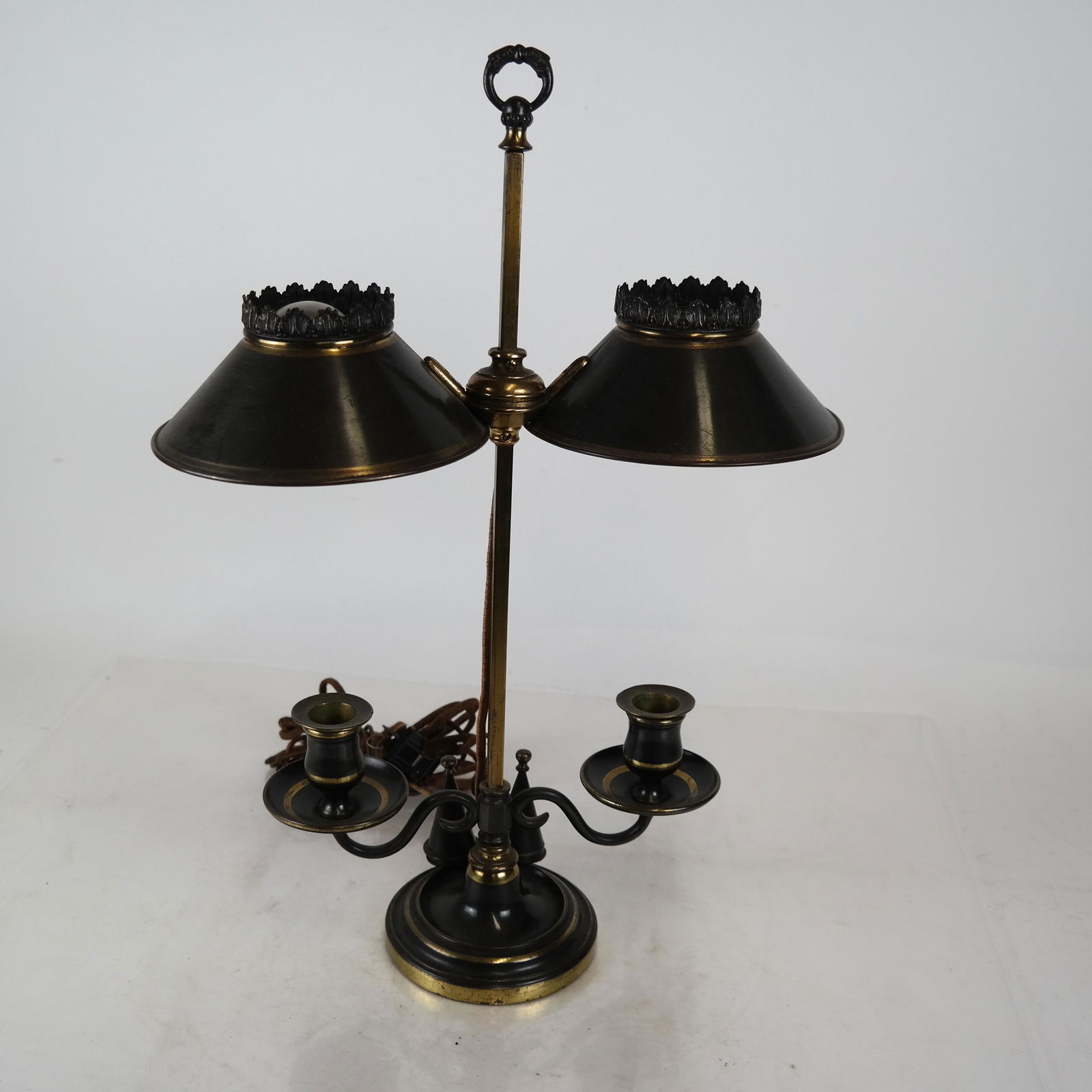 Bronze and Tole Bouillotte Lamp (1 of 6)