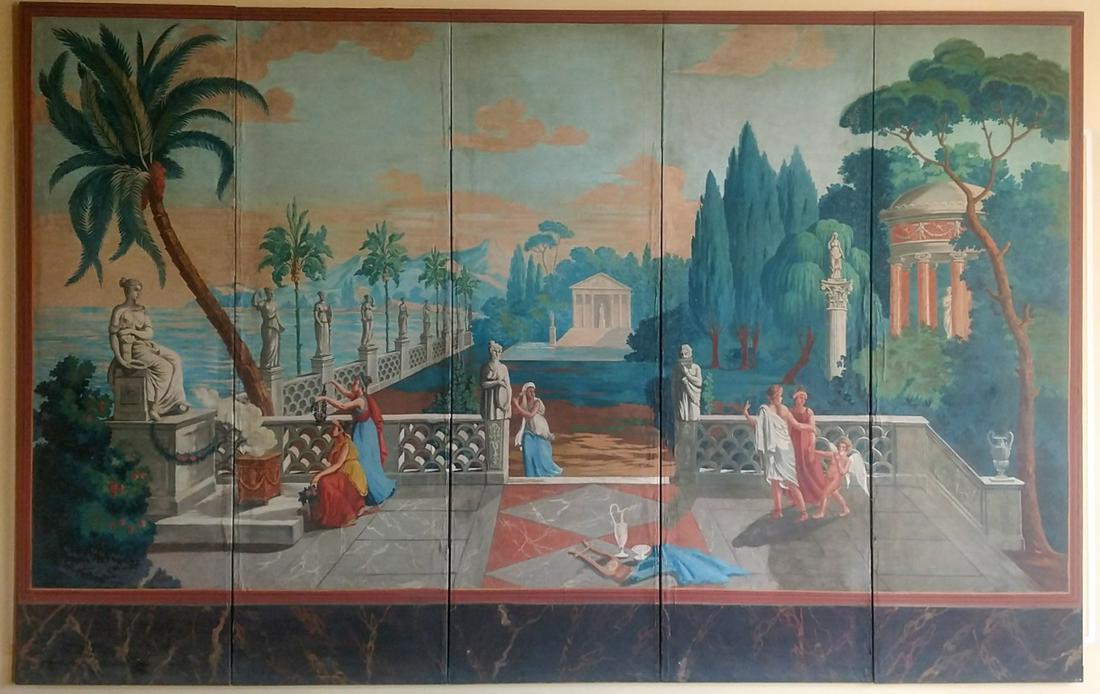 Antique Five-Fold Scenic Painted Screen (1 of 6)