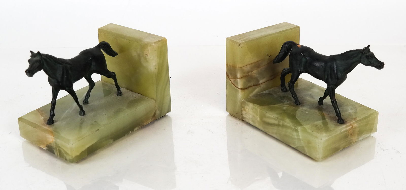Pair Bronze & Onyx Horse-Form Bookends (1 of 6)