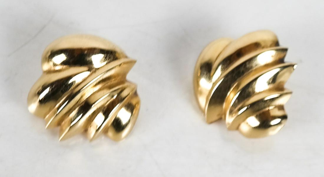 Pair Vintage 14K Yellow Gold Shell Earrings (1 of 5)