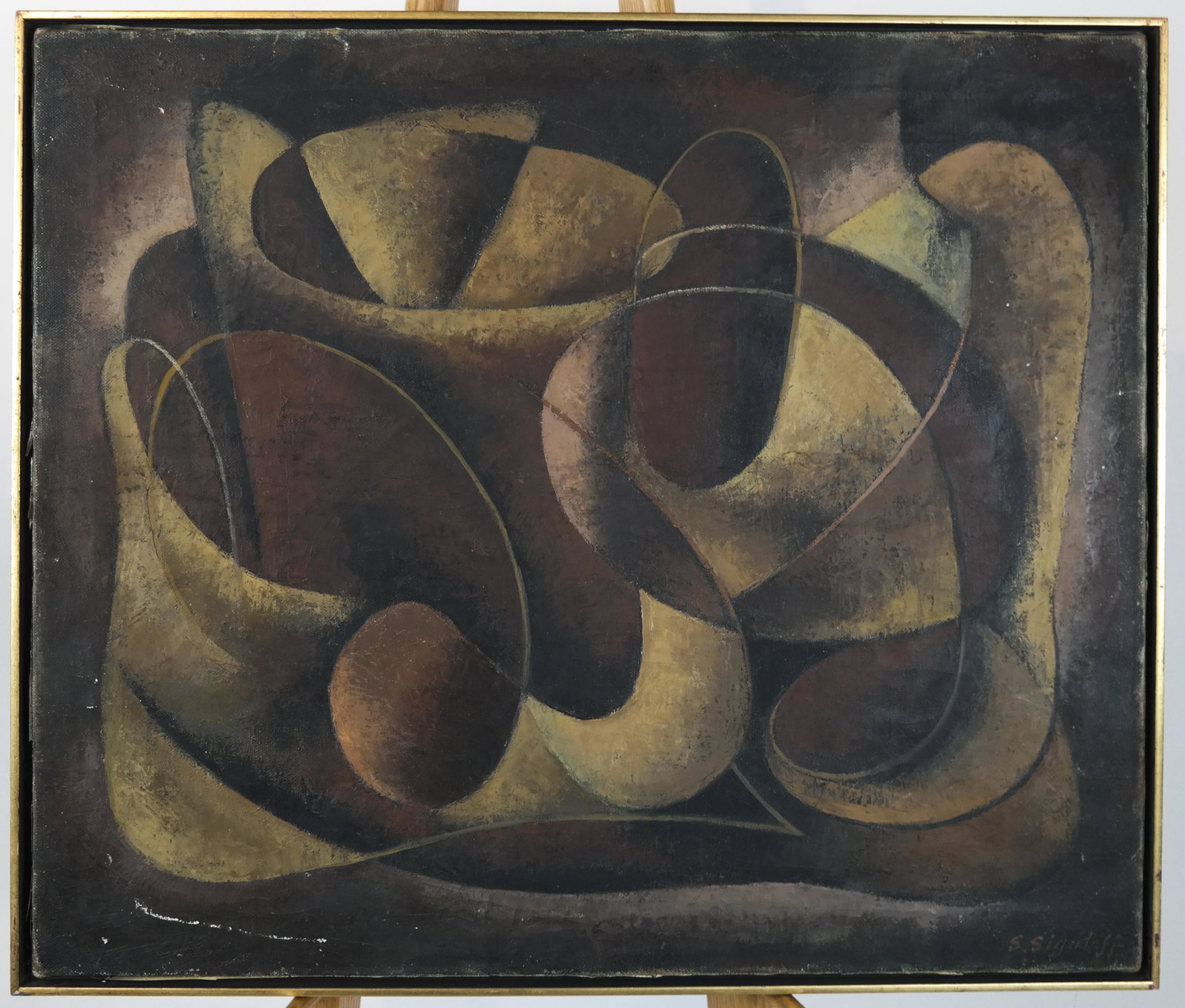 Samuel SIGALOFF: Abstract - Oil on Canvas: Samuel Sigaloff abstract, oil on canvas. [Art: 26 1/2 x 31 1/2 inches; Frame: 27 1/2 x 32 1/2 inches].