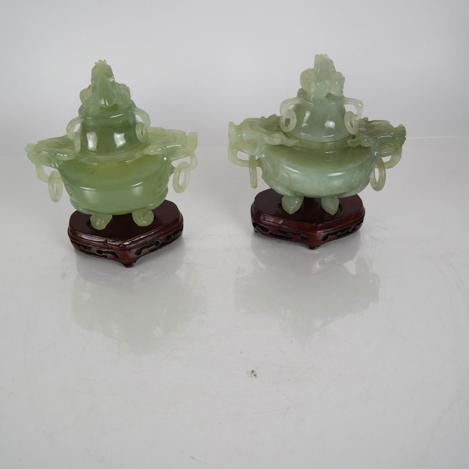 Two Chinese Pale Green Jade Tripod Censors (1 of 6)