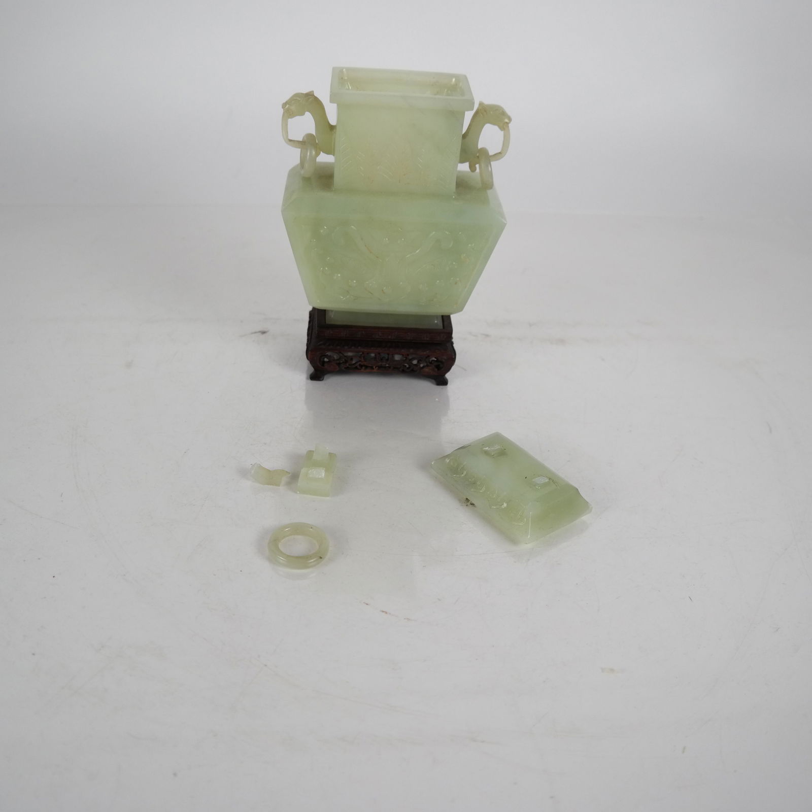 Chinese Celadon Jade Archaistic Covered Vase (1 of 5)