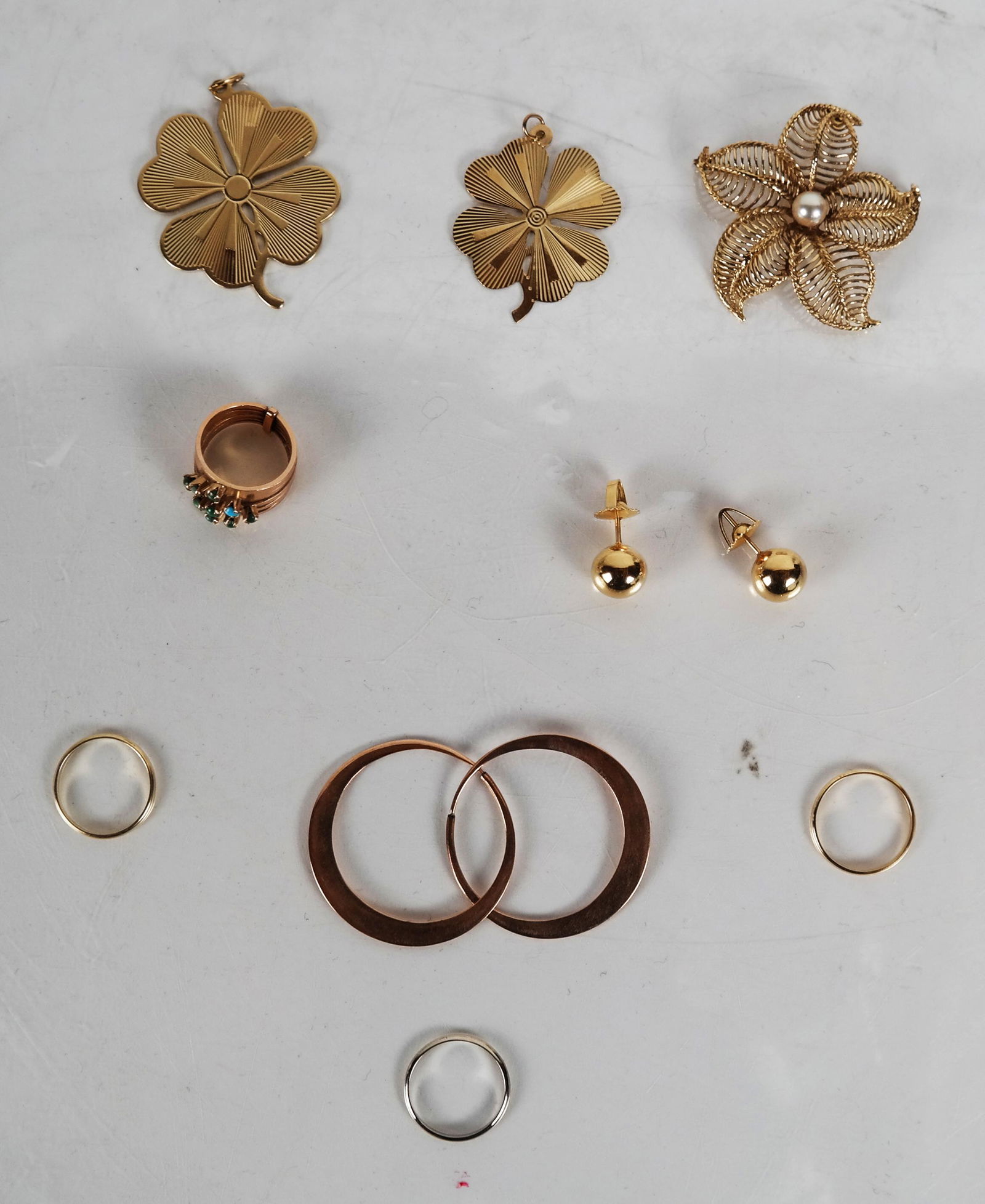 Nine Pieces 14K Yellow Gold Jewelry (1 of 10)