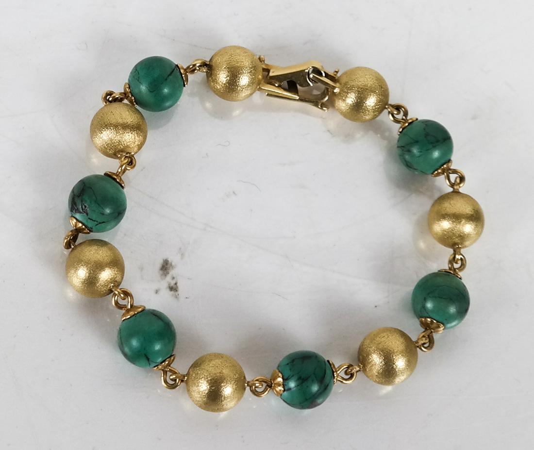 18K Gold and Turquoise Bracelet 14.9 DWT (1 of 3)