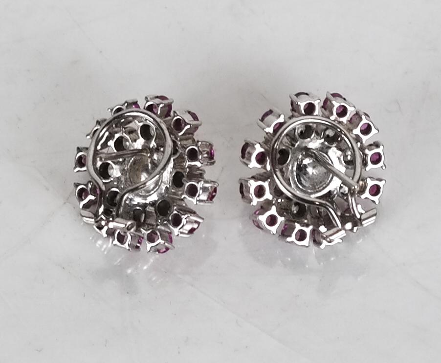 Pair Diamond and Ruby Pearl Earrings 7 DWT (1 of 3)