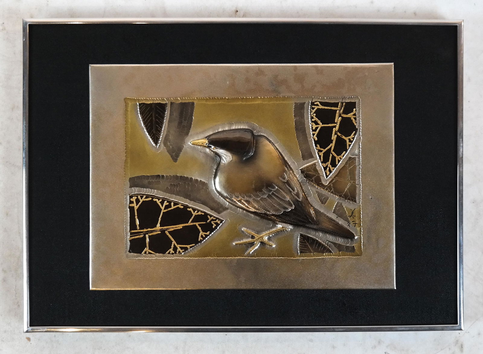 Chinese Silver & Gilt Silver Etched Relief Plaque (1 of 3)