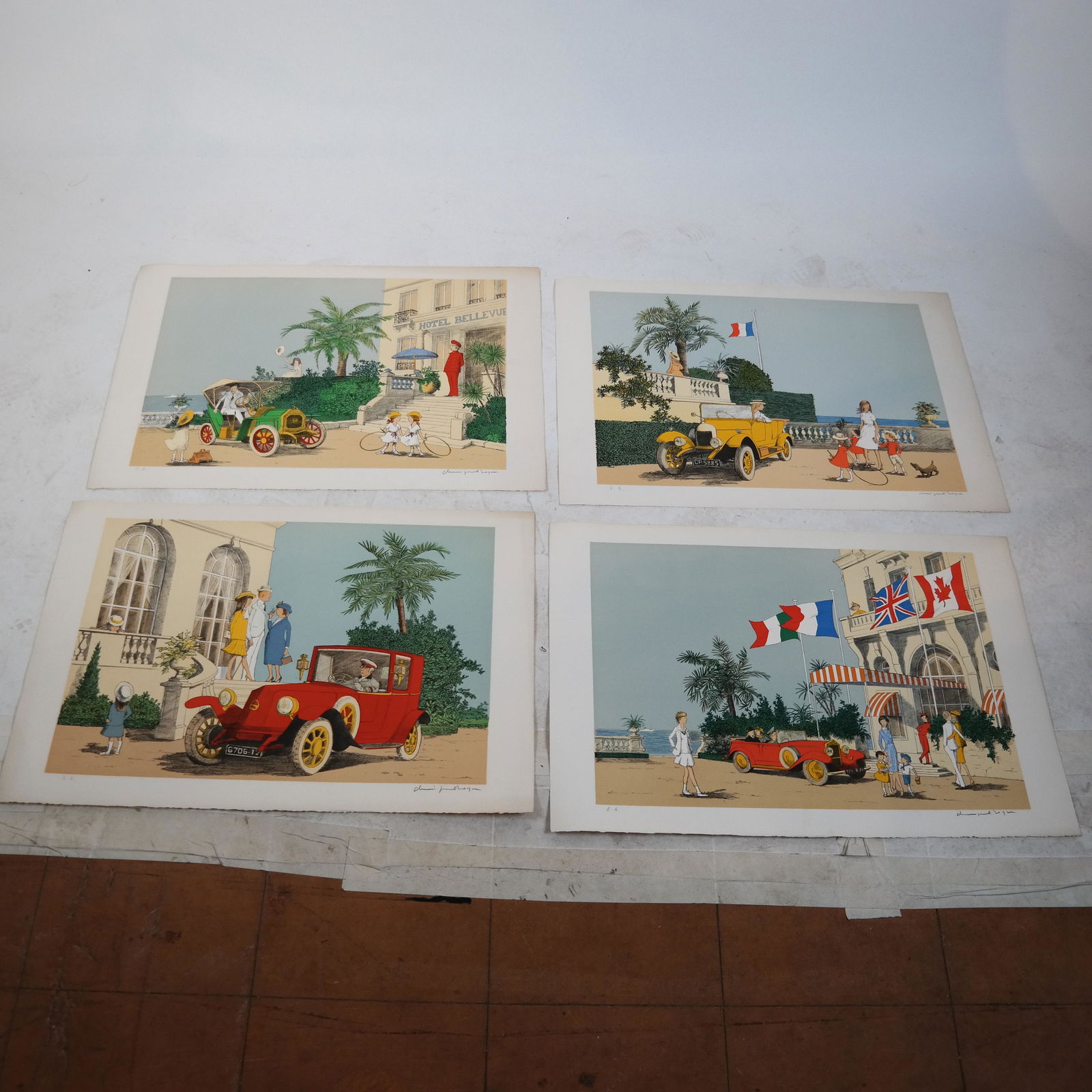 Four Lithographs of Seaside Holiday Scenes (1 of 8)