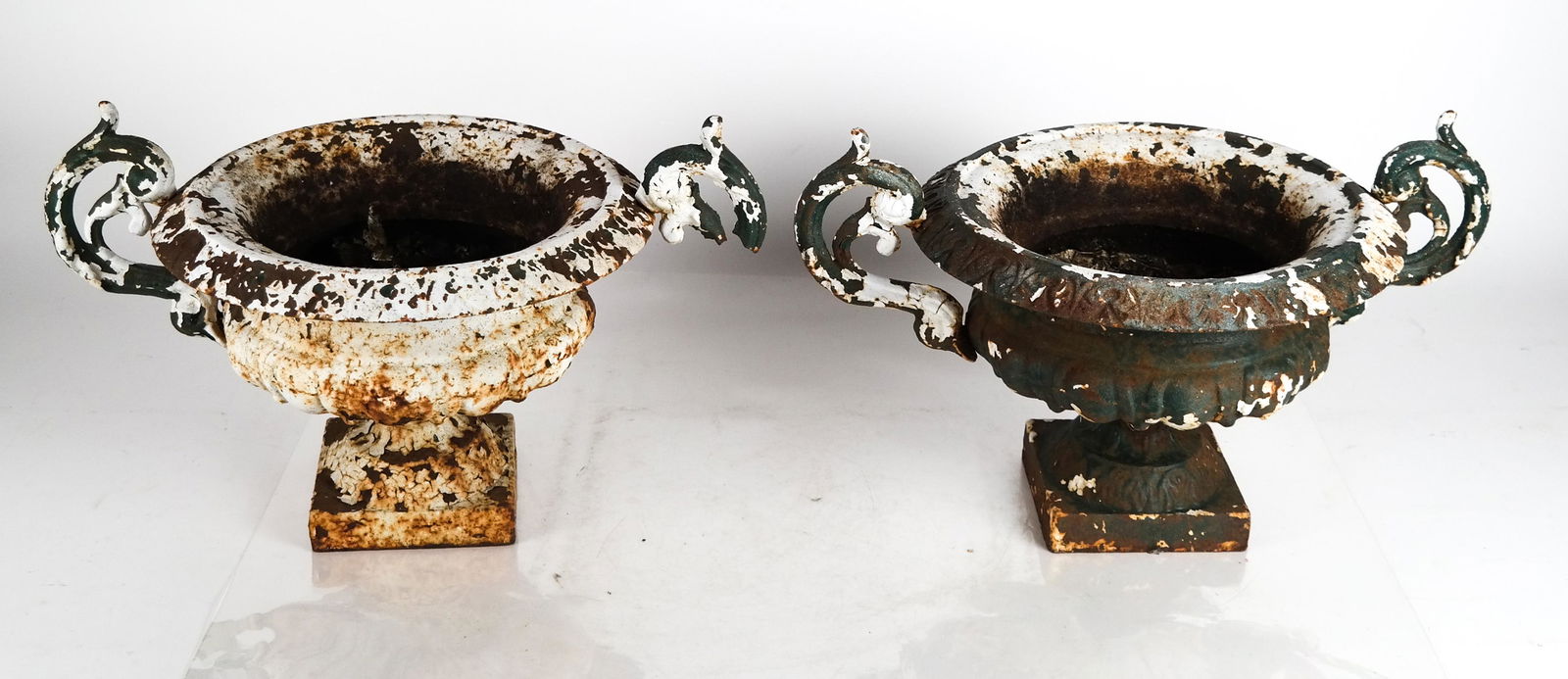 Pair Cast Iron Urn-Form Planters (1 of 7)