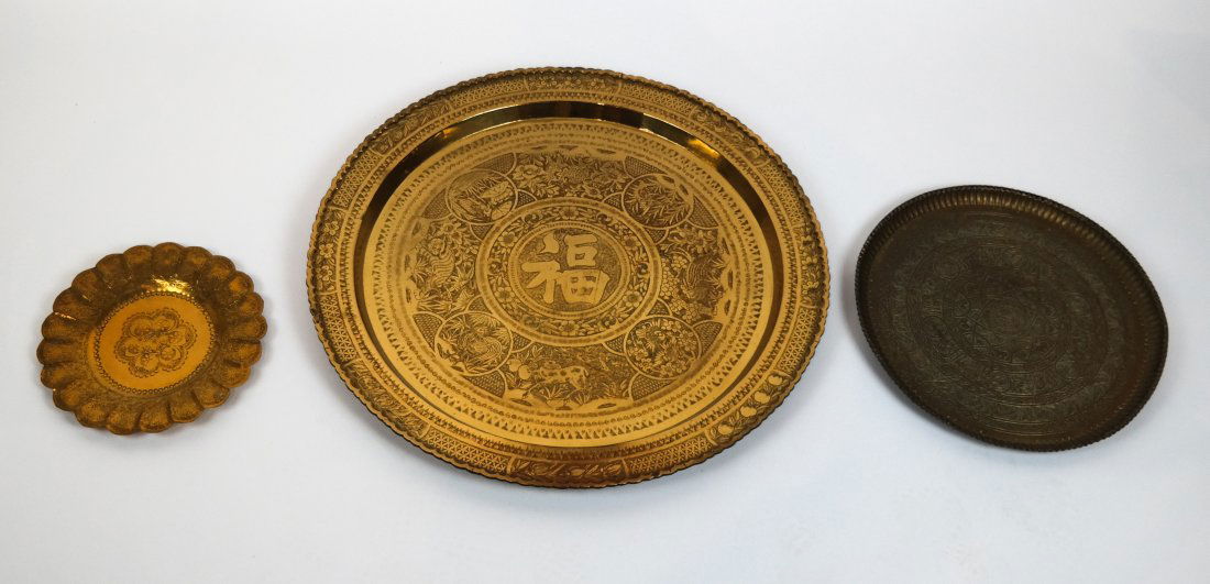 Three Brass Plaques/Trays (1 of 6)